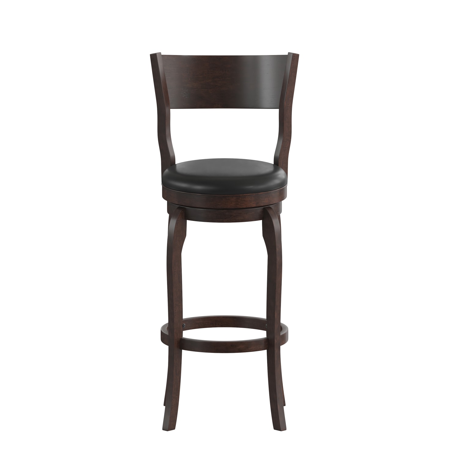 Flash Furniture Nichola Commercial Grade Classic Open Back Swivel Bar H Pub Barstool Uphosltered Seat Black VinylEspresso Frame  ESNT229ESP PopularChairscom