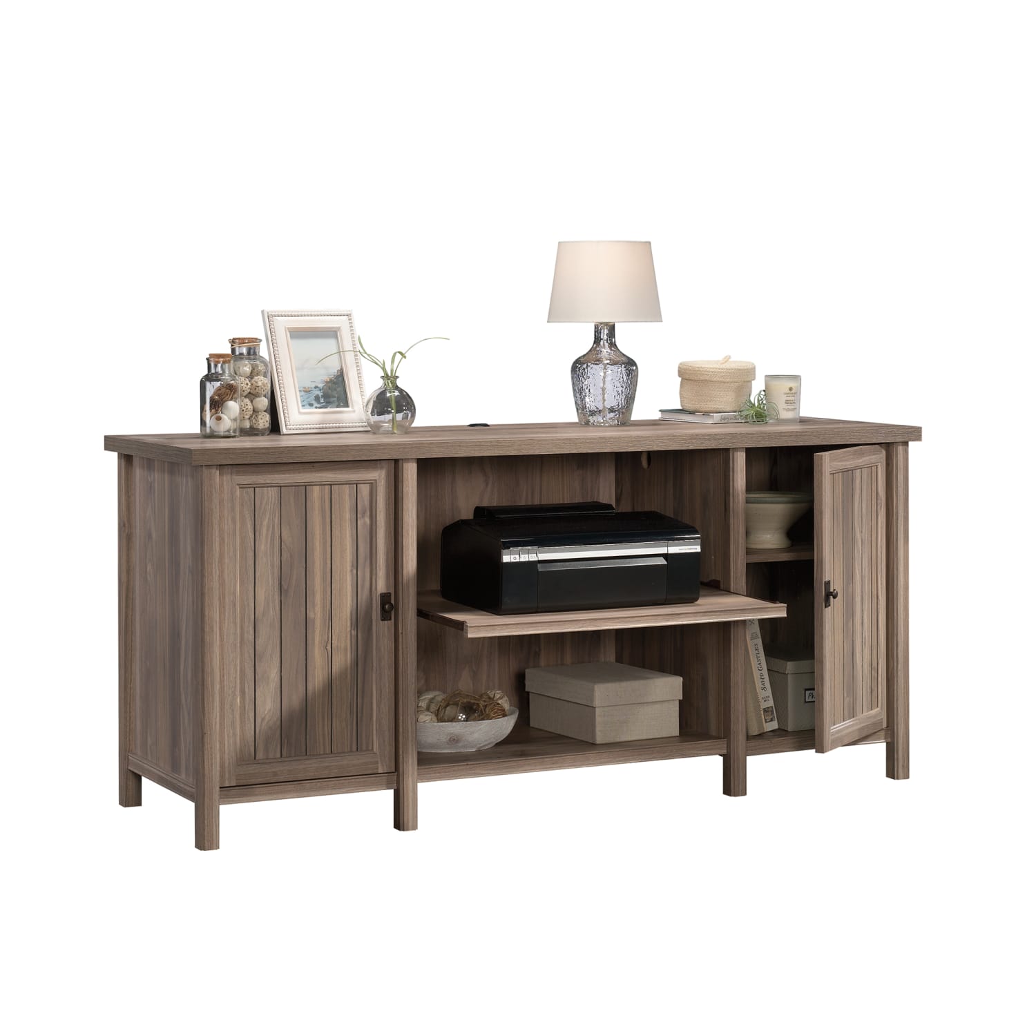 Sauder Costa 65inW Office Credenza, Washed Walnut - Image 3