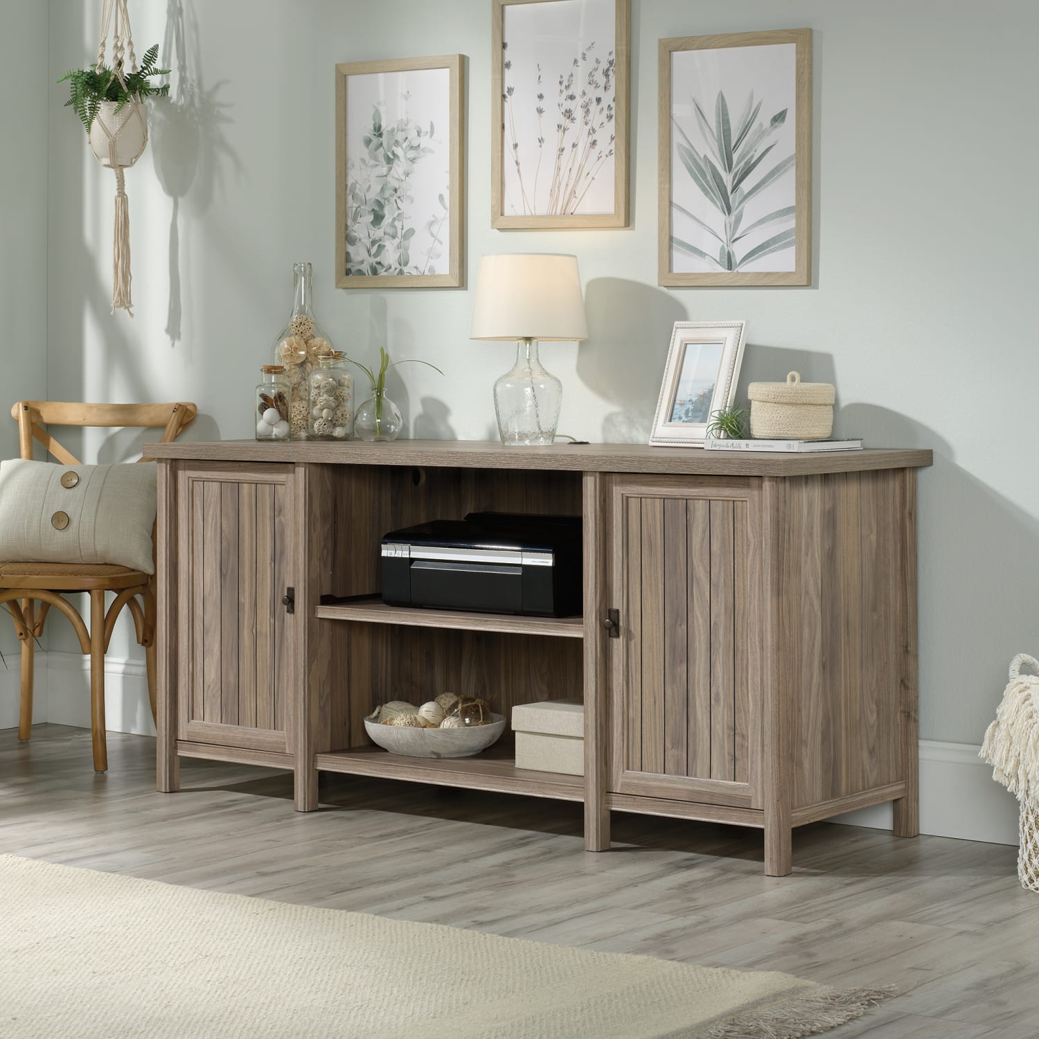 Sauder Costa 65inW Office Credenza, Washed Walnut - Image 4