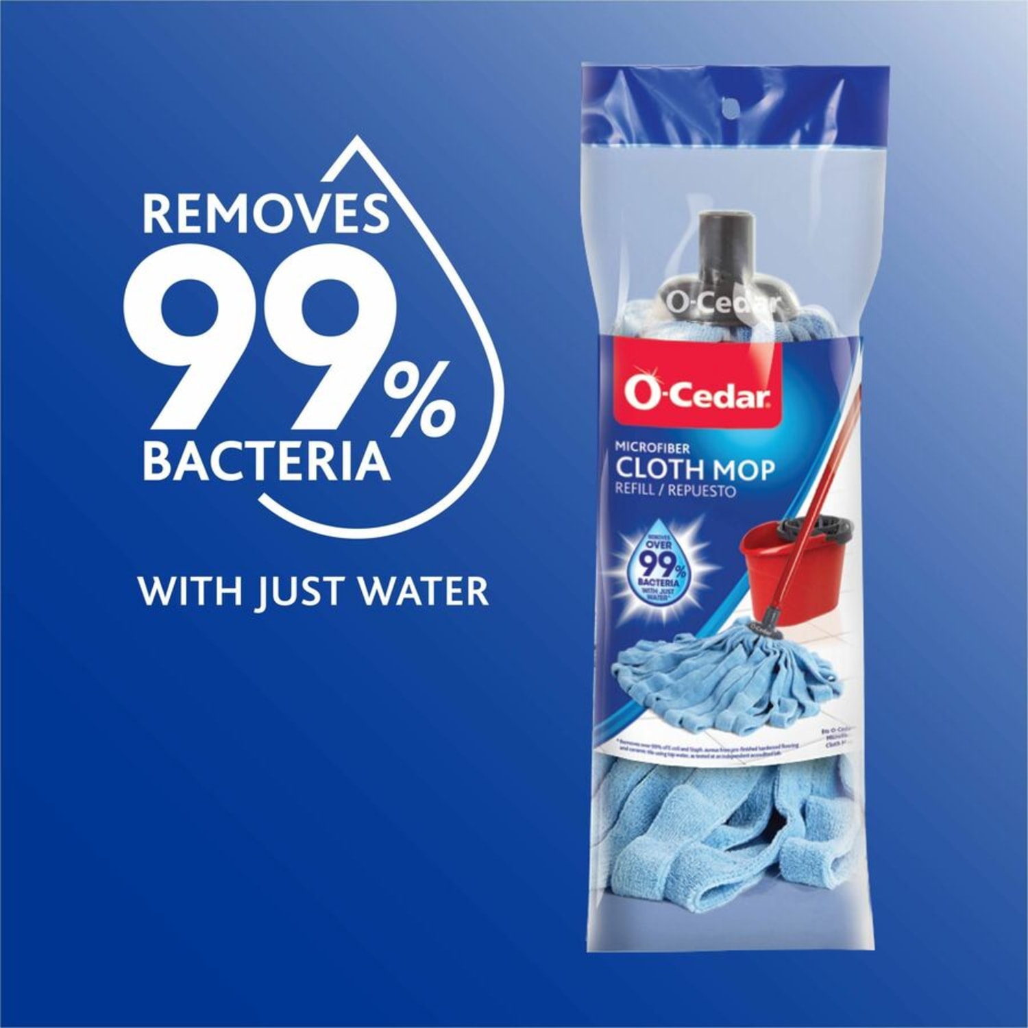 O-Cedar Microfiber Cloth Mop Refill - MicroFiber - Blue - 1 Each - Image 6