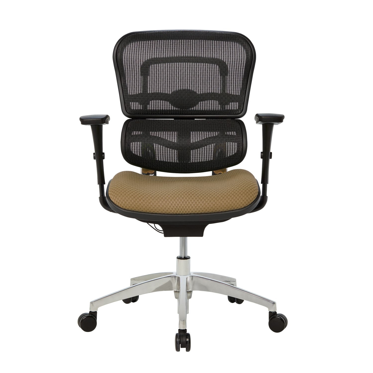 WorkPro 12000 Series Ergonomic Mesh/Premium Fabric Mid-Back Chair, Black/Beige, BIFMA Compliant - Image 3