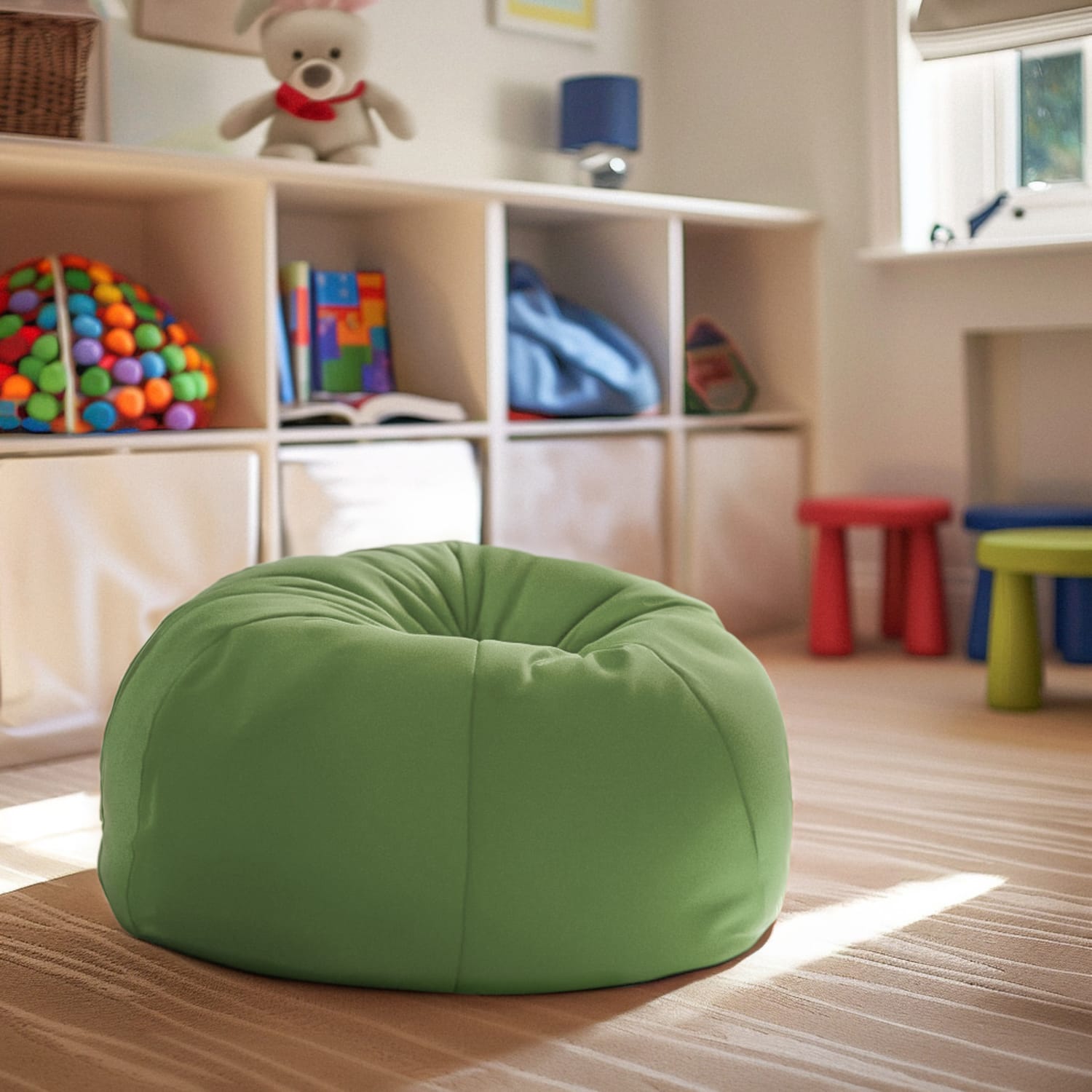 Flash Furniture Small Bean Bag Chair For Kids And Teens, Green - Image 4