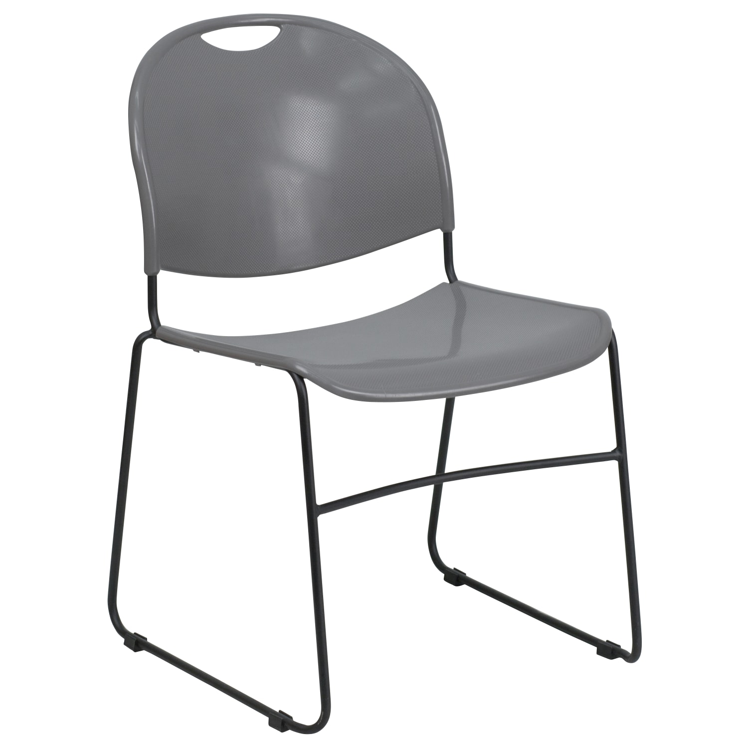 Flash Furniture HERCULES Plastic Ultra-Compact Stack Chair, Gray/Black - Image 3
