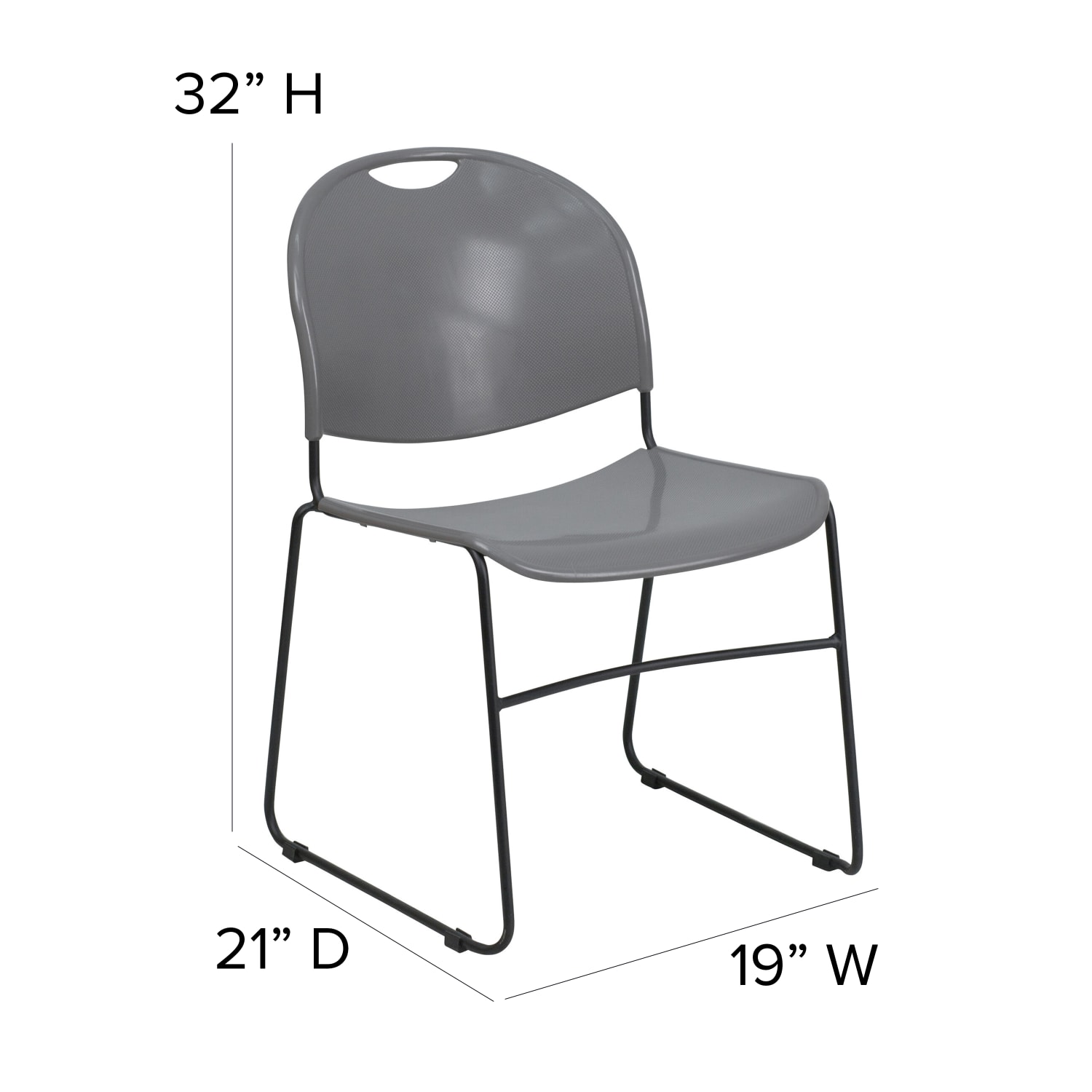 Flash Furniture HERCULES Plastic Ultra Compact Stack Chair GrayBlack PopularChairscom
