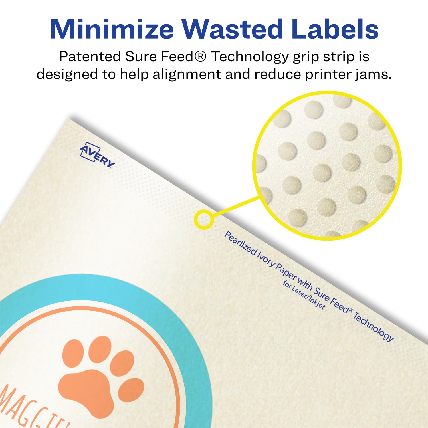 Avery Pearlized Permanent Labels With Sure Feed, 94514-PIP50, Round, 3-1/2in Diameter, Ivory, Pack Of 200 Labels - Image 5