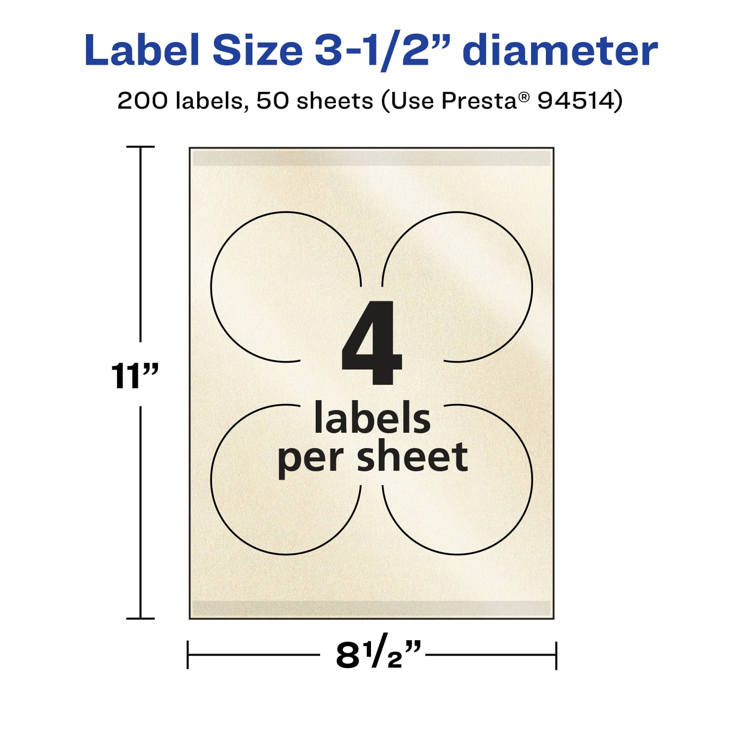 Avery Pearlized Permanent Labels With Sure Feed, 94514-PIP50, Round, 3-1/2in Diameter, Ivory, Pack Of 200 Labels - Image 6