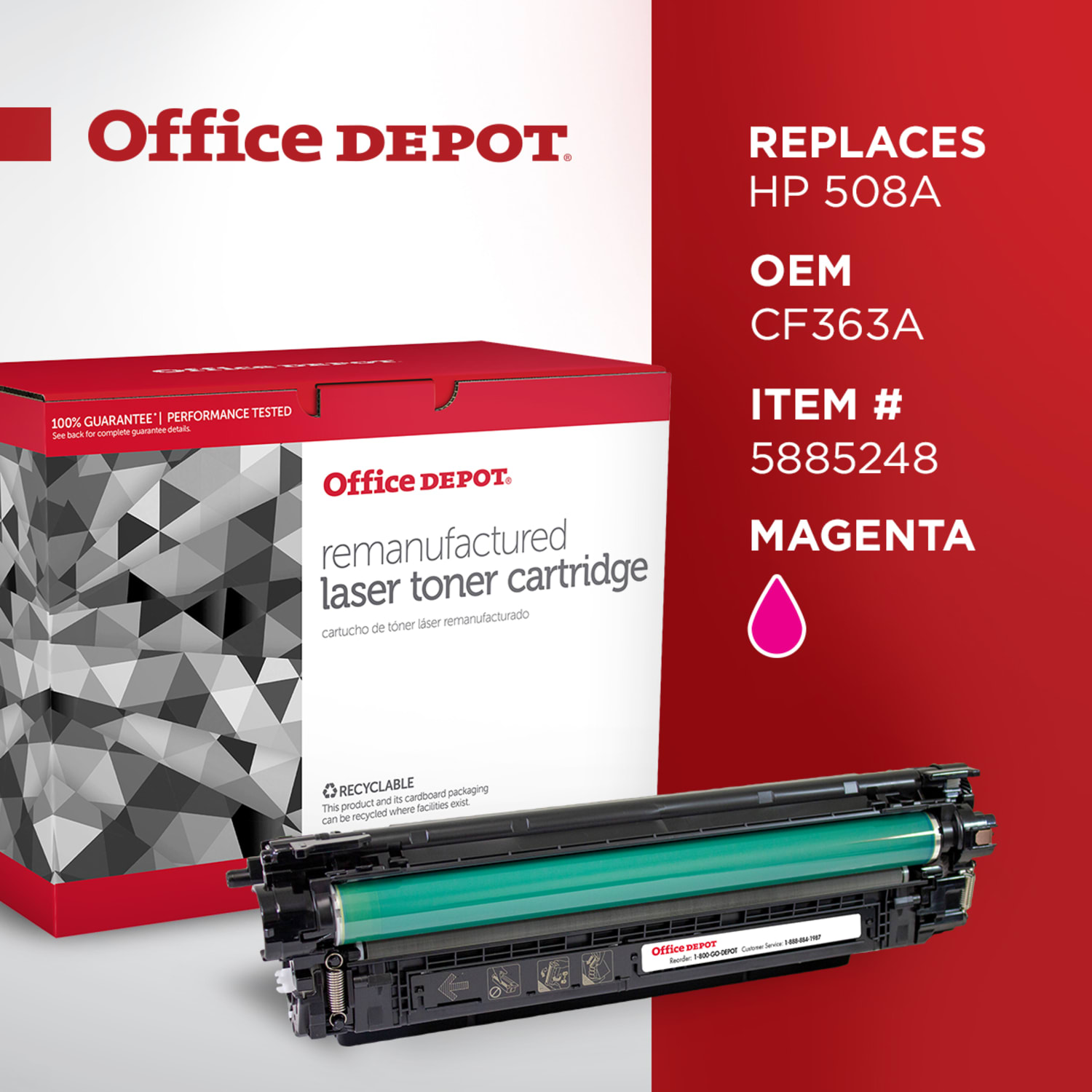 Office Depot Remanufactured Magenta Toner Cartridge Replacement for HP 508A, OD508AM - Image 6