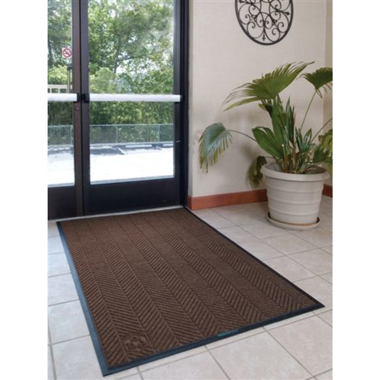 M+A Matting WaterHog Floor Mat, Max Herringbone, 3ft x 5ft, Chestnut Brown - Image 3