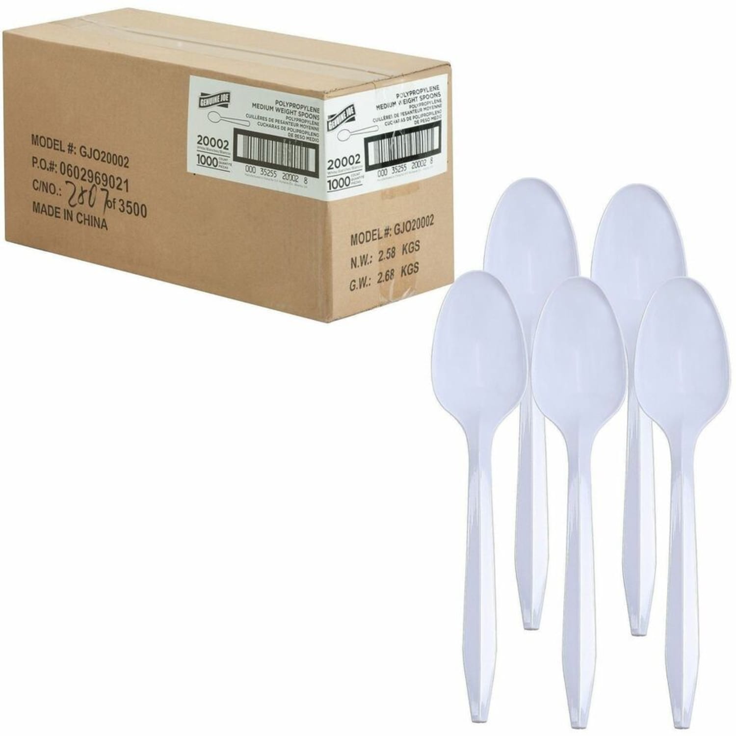 Genuine Joe Heavy/Medium-Weight Polypropylene Spoons, White, Box Of 1,000 - Image 6