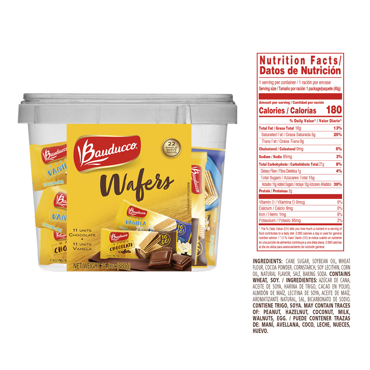 Bauducco Foods Chocolate And Vanilla Wafers, 31 Oz, 22 Wafers Per Tub, Case Of 6 Tubs - Image 5