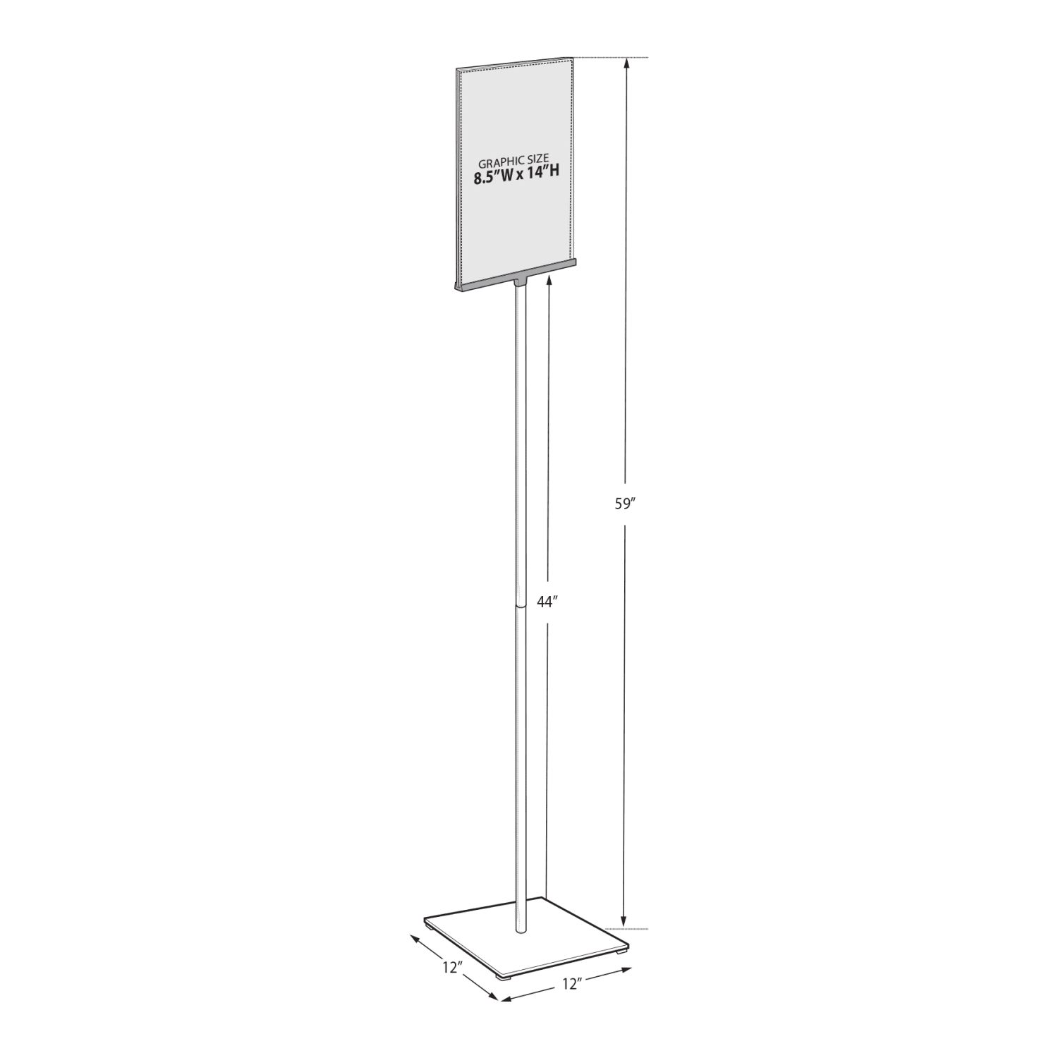 Azar Displays Metal 2-Sided Floor Stand Vertical Sign Holder, 59inH x 12inW x 12inD, Silver - Image 3