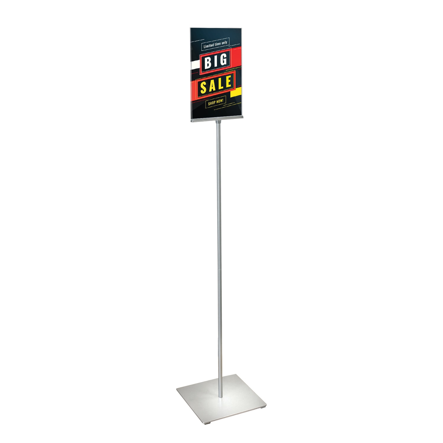 Azar Displays Metal 2-Sided Floor Stand Vertical Sign Holder, 59inH x 12inW x 12inD, Silver - Image 6