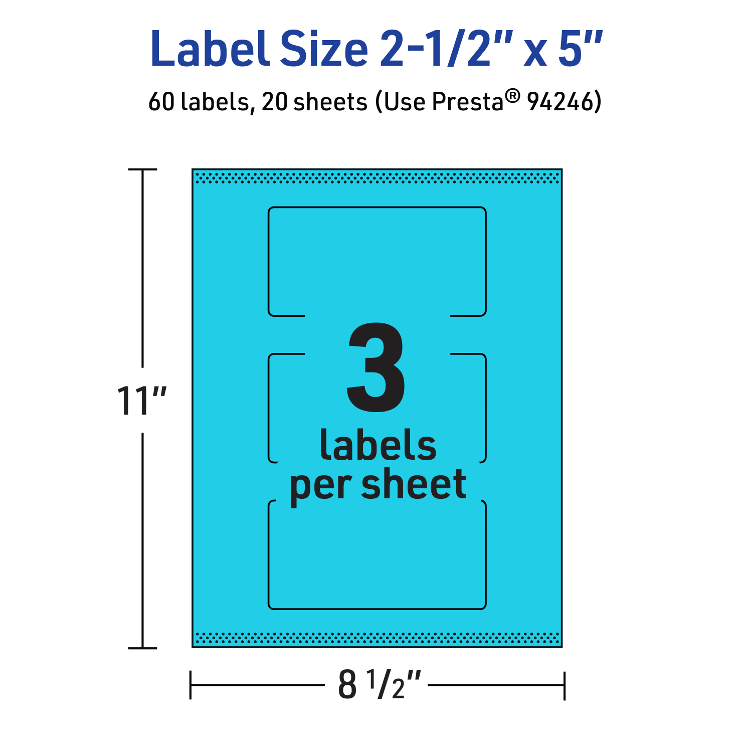 Avery Print-To-The-Edge Labels With Sure Feed Technology, 94246-BBP20, Rectangle, 2-1/2in x 5in, Matte Bright Blue, Pack of 60 - Image 6