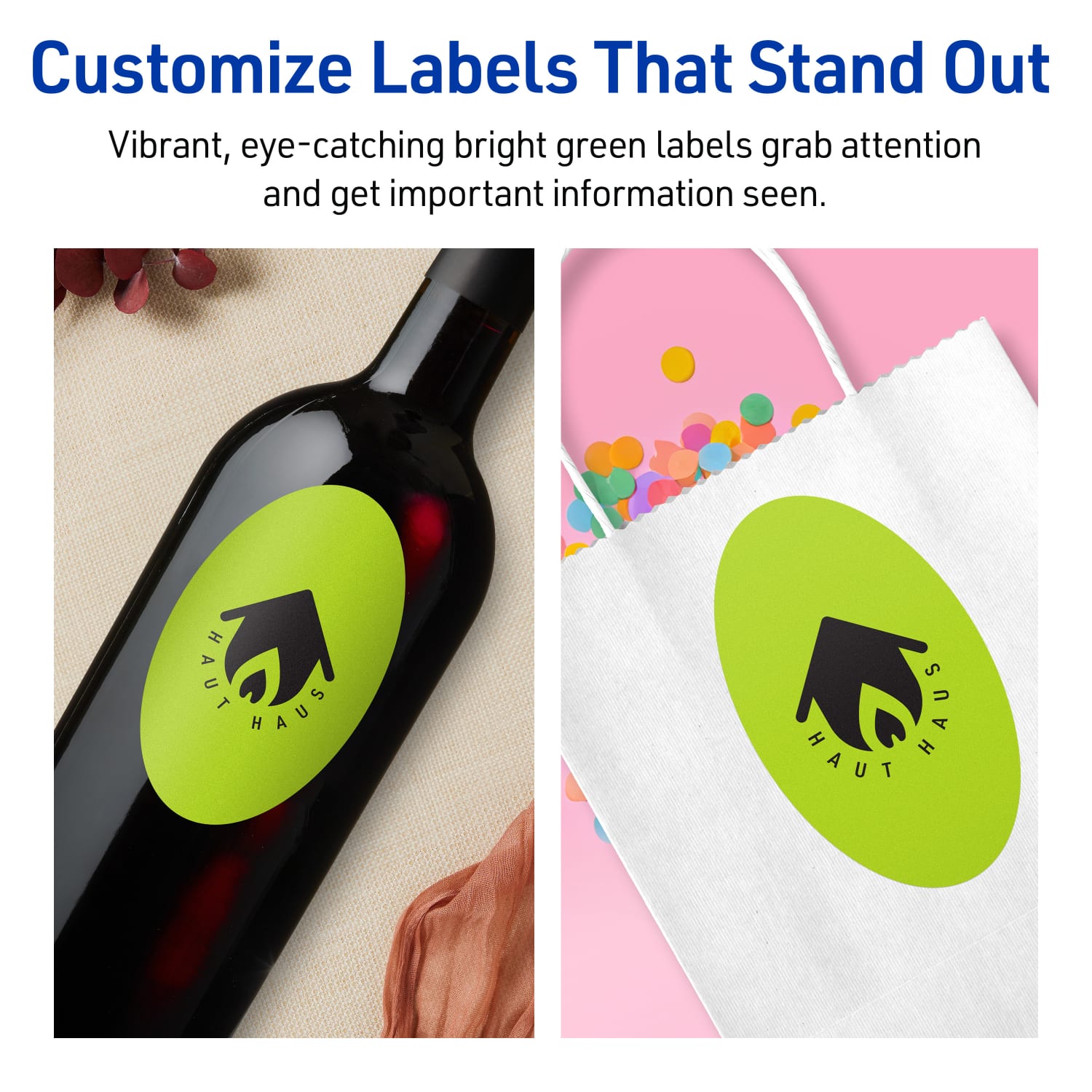 Avery Printable Labels With Sure Feed Technology, 94058-BGP80, Oval, 4-1/4in x 2-1/2in, Matte Bright Green, Pack of 480 - Image 4