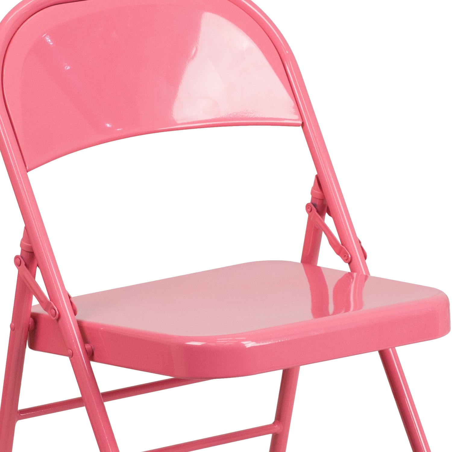 Flash Furniture HERCULES COLORBURST Series TripleBraced DoubleHinged Metal Folding Chairs Bubblegum Pink Pack Of 2 Chairs PopularChairscom Flash Furniture HERCULES COLORBURST Series Triple Braced Double Hinged Metal Folding Chairs Bubblegum Pink Pack Of 2 Chairs PopularChairscom