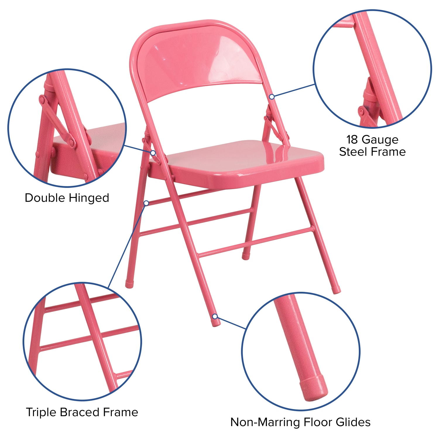 Flash Furniture HERCULES COLORBURST Series TripleBraced DoubleHinged Metal Folding Chairs Bubblegum Pink Pack Of 2 Chairs PopularChairscom Flash Furniture HERCULES COLORBURST Series Triple Braced Double Hinged Metal Folding Chairs Bubblegum Pink Pack Of 2 Chairs PopularChairscom