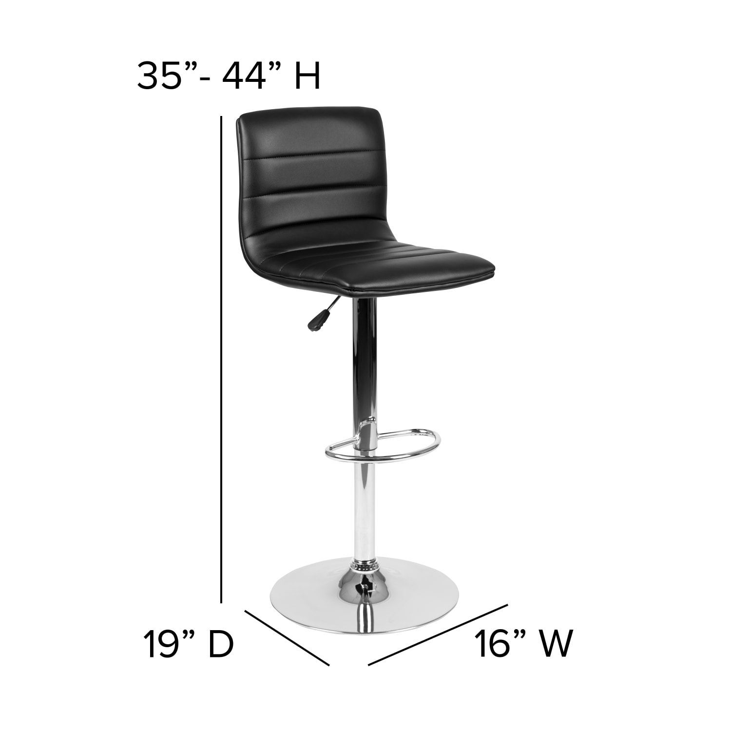 Flash Furniture Contemporary Adjustable Bar Stool BlackChrome PopularChairscom