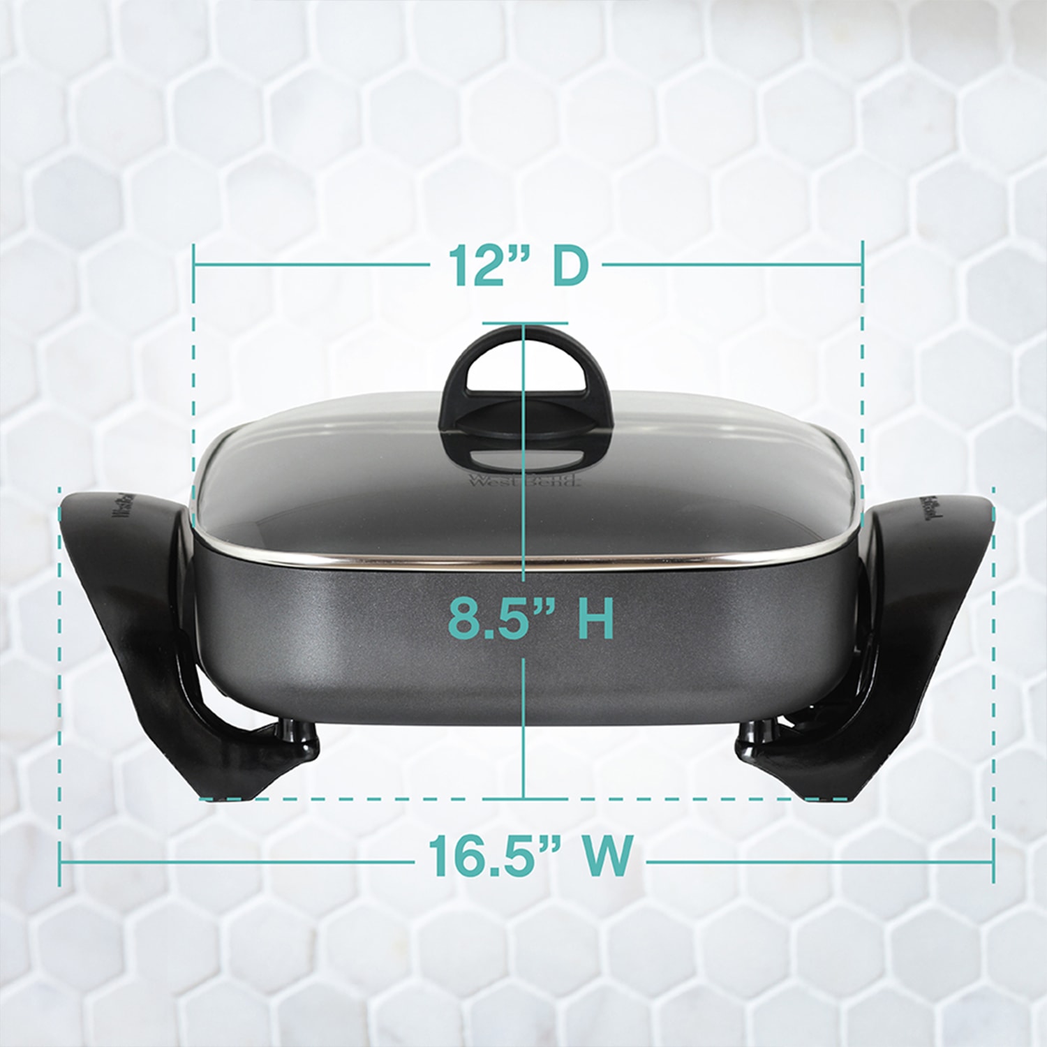 West Bend 12in Non-Stick Electric Skillet, Gray - Image 5