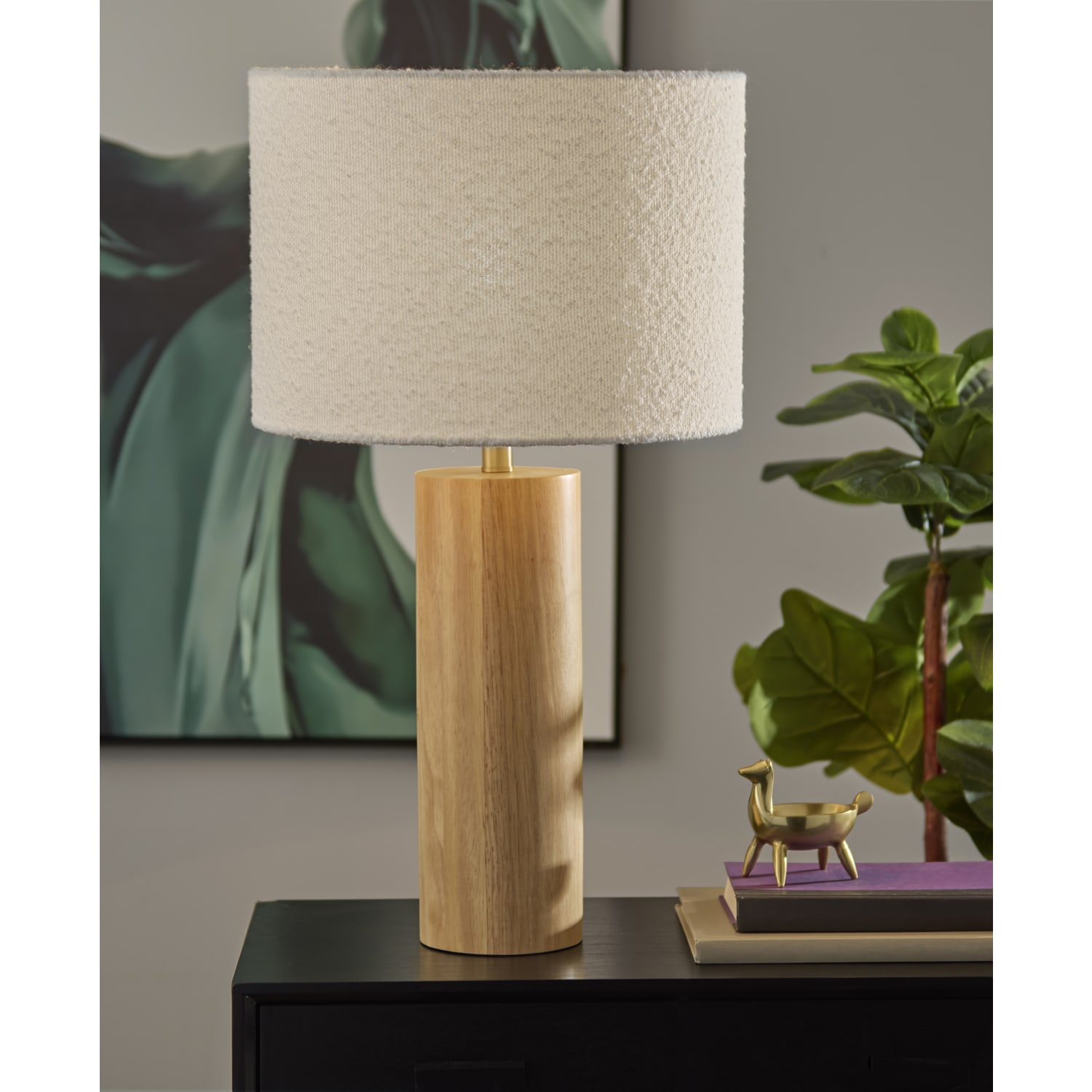 Adesso Brayden Table Lamp, 28inH, Off-White Shade/Natural Base - Image 3