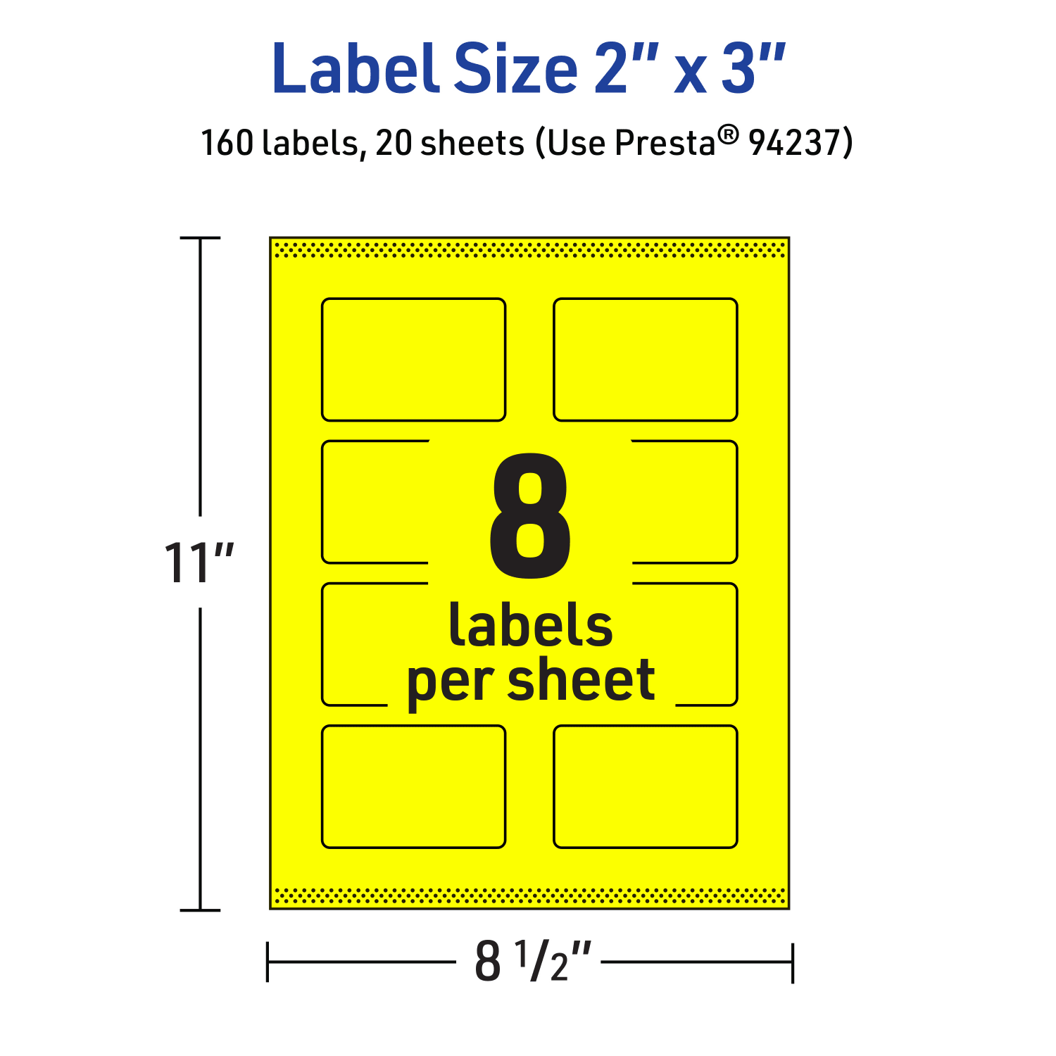 Avery Print-To-The-Edge Labels With Sure Feed Technology And Easy Peel, 94237-NYP20, Rectangle, 2in x 3in, Matte Neon Yellow, Pack of 160 - Image 6