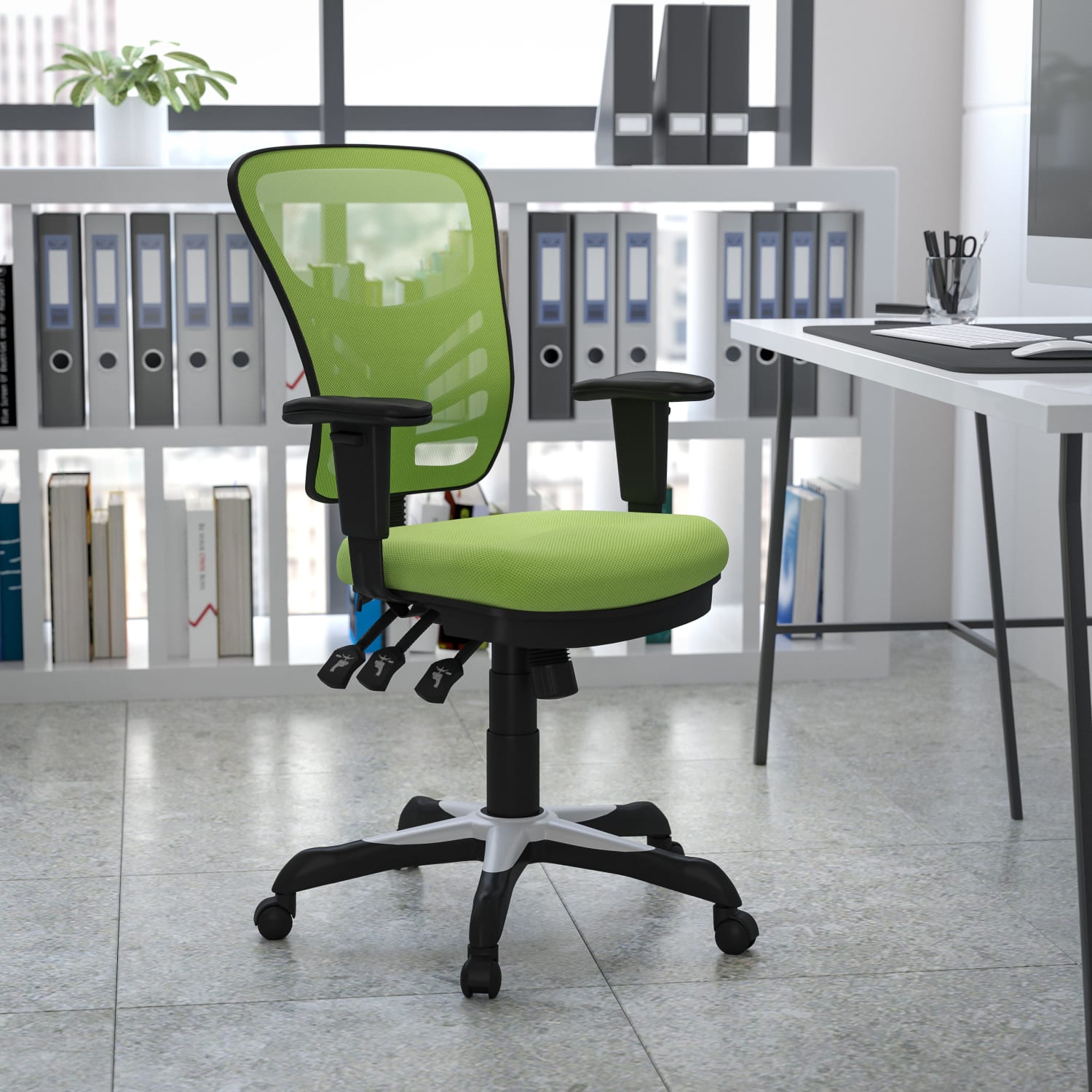 Flash Furniture Ergonomic Mesh Mid Back Swivel Task Chair GreenBlack PopularChairscom