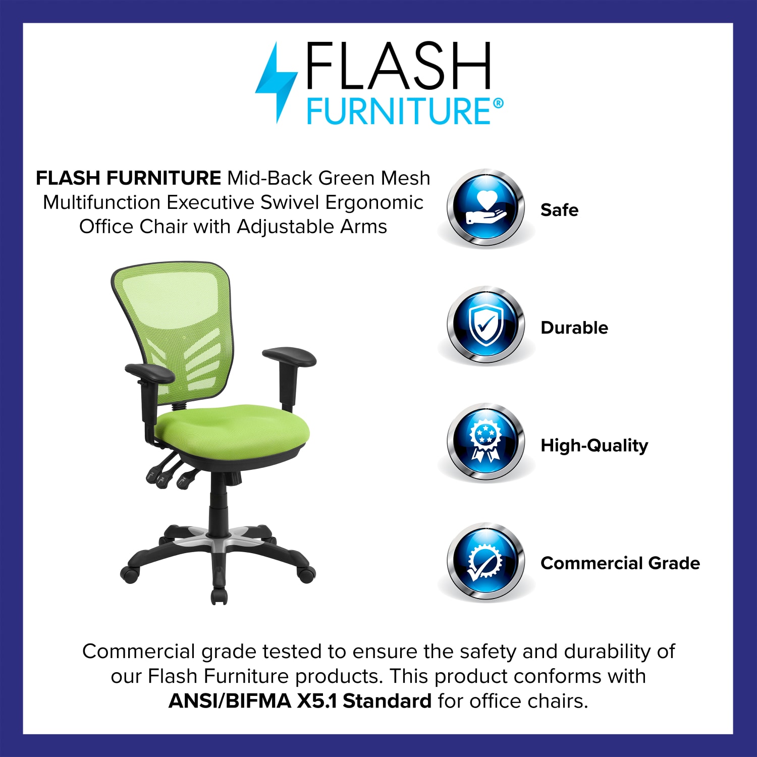 Flash Furniture Ergonomic Mesh Mid Back Swivel Task Chair GreenBlack PopularChairscom