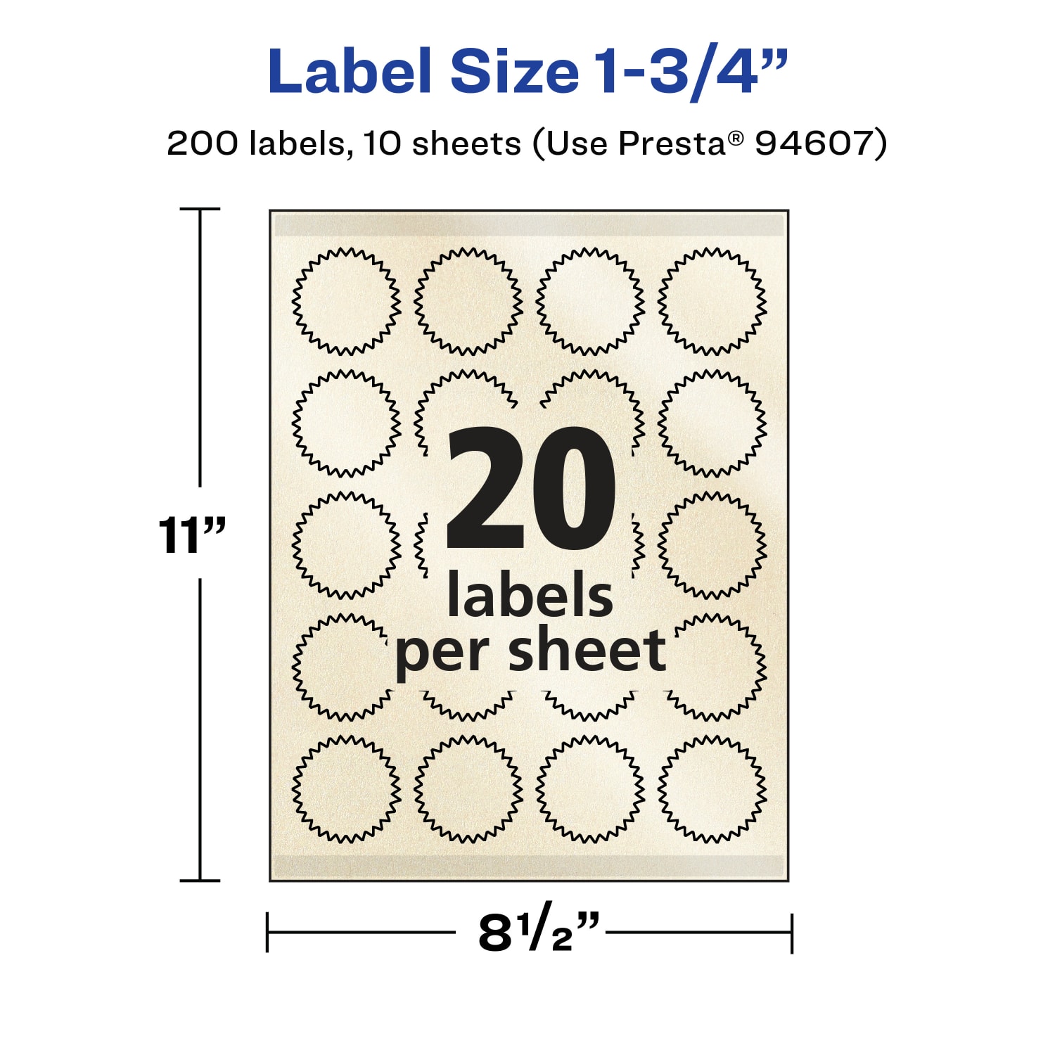 Avery Pearlized Permanent Labels With Sure Feed, 94607-PIP10, Starburst, 1-3/4in, Ivory, Pack Of 200 Labels - Image 6