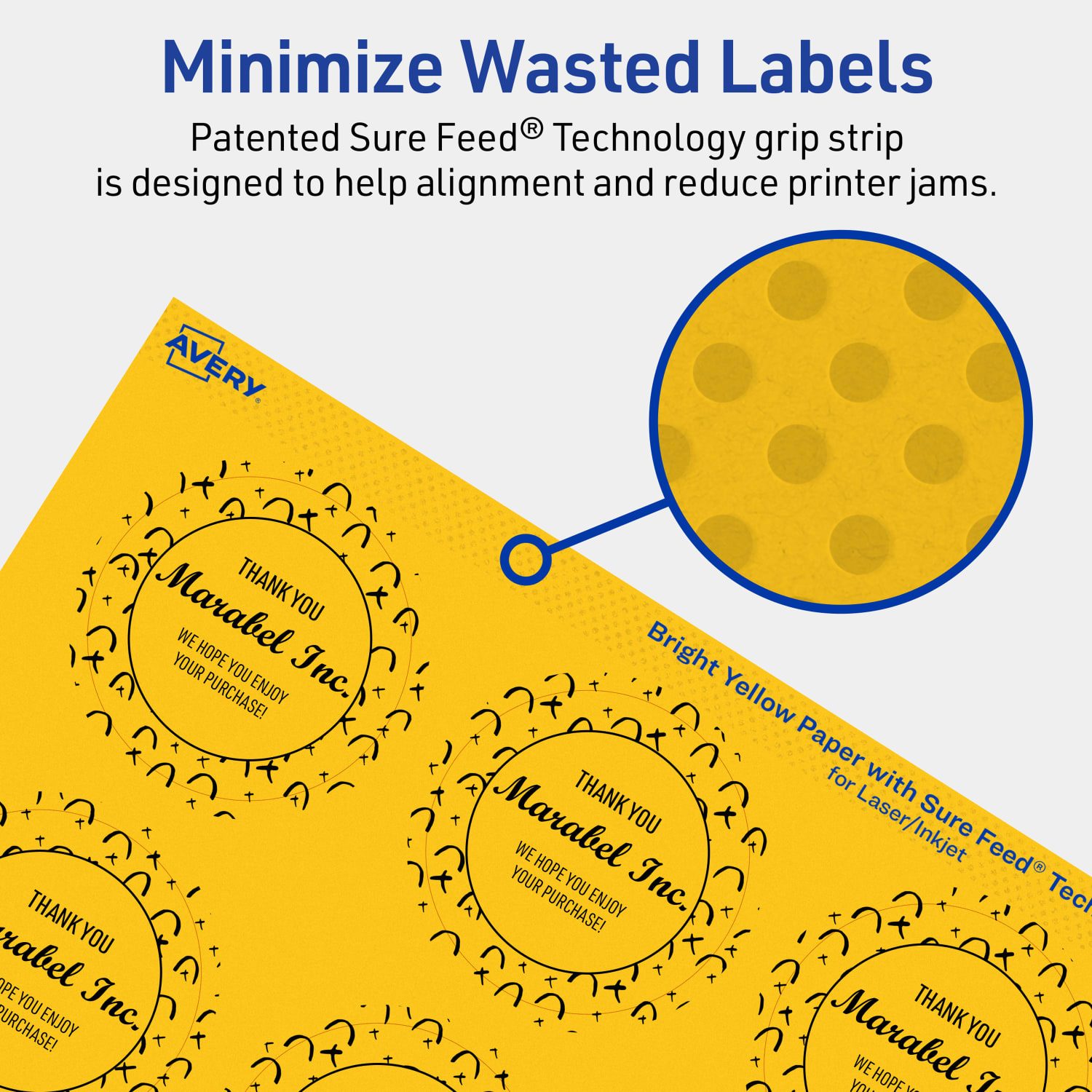 Avery Print-To-The-Edge Labels With Sure Feed Technology And Easy Peel Label Feature, 94501-BYP10, Round, 2in, Matte Bright Yellow, Pack of 120 - Image 5