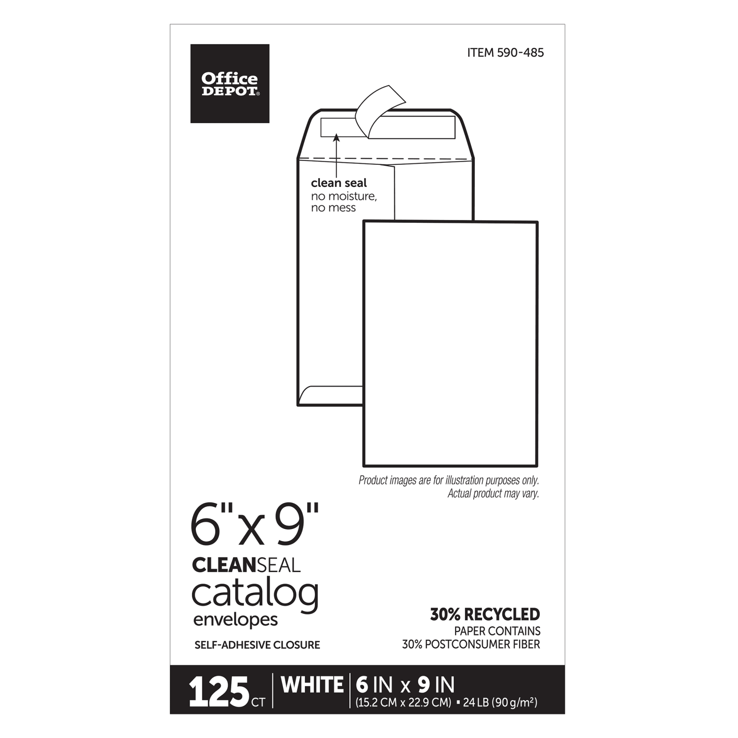 Office Depot Brand  6in x 9in Catalog Envelopes, Clean Seal, 30% Recycled, White, Box Of 125 - Image 5