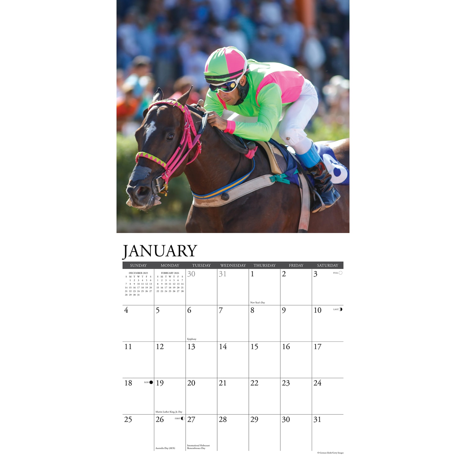 2026 Willow Creek Press Sports Monthly Wall Calendar, 12in x 12in, Horse Racing, January To December, 51498 - Image 3