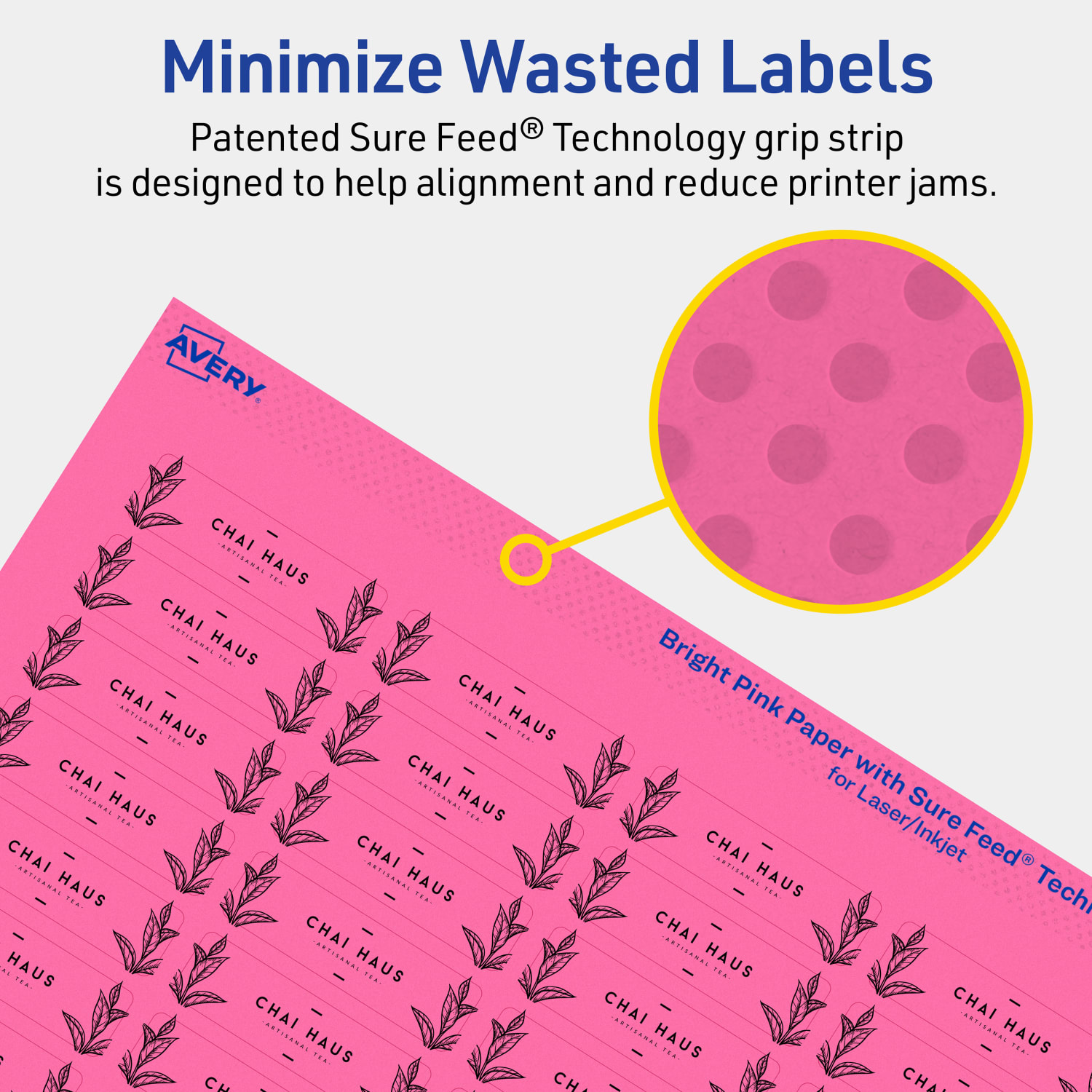 Avery Print-To-The-Edge Labels With Sure Feed Technology And Easy Peel, 94204-BPP10, Rectangle, 1/2in x 1-3/4in, Matte Bright Pink, Pack of 600 - Image 5
