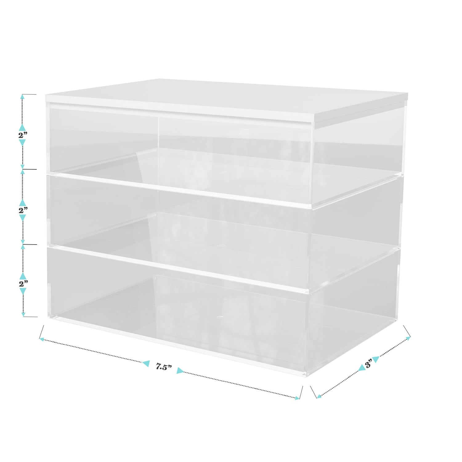 Martha Stewart Brody Plastic Storage Organizer Bins With Lids, 2inH x 3inW x 7-1/2inD, Clear/White, Set Of 3 Bins - Image 5