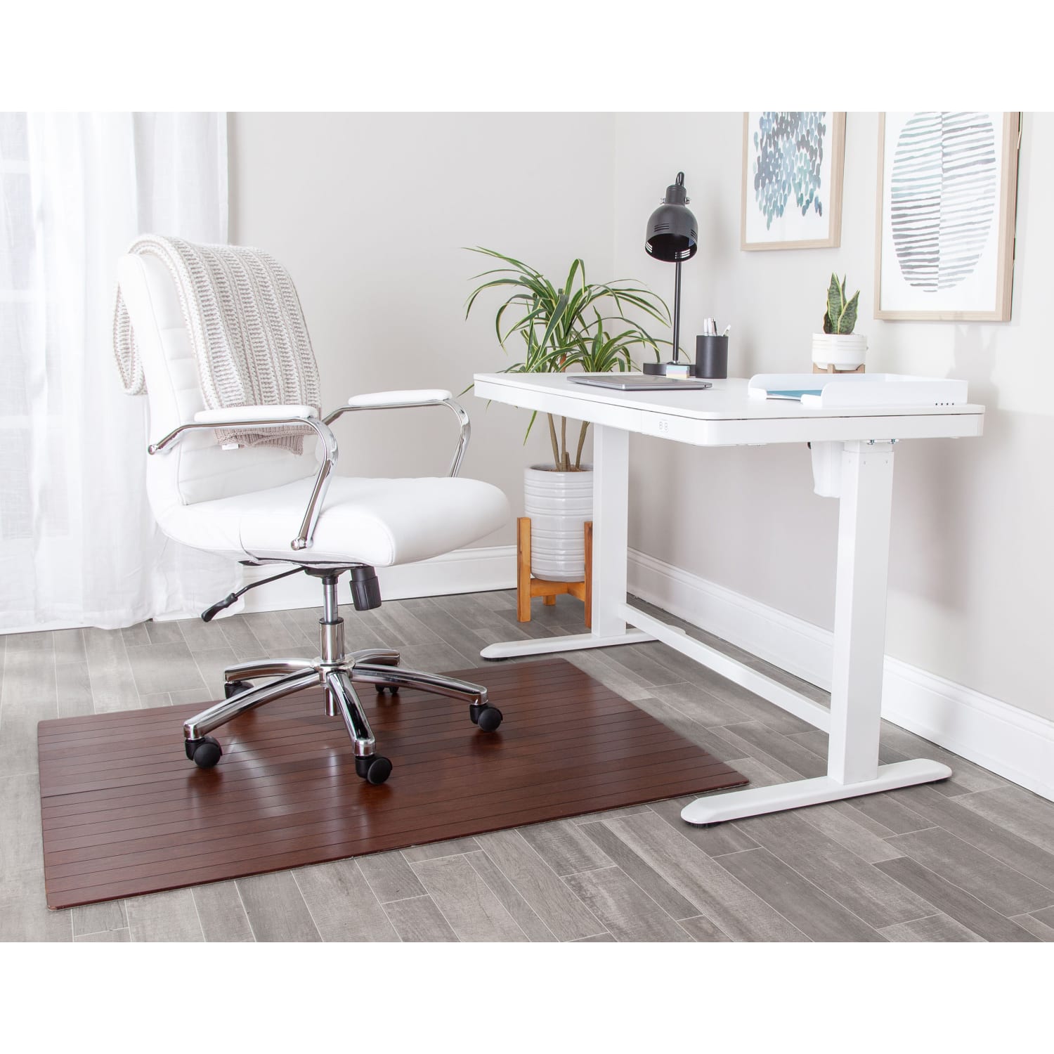 Realspace Bamboo Chair Mat, 36in x 48in, Brown - Image 5