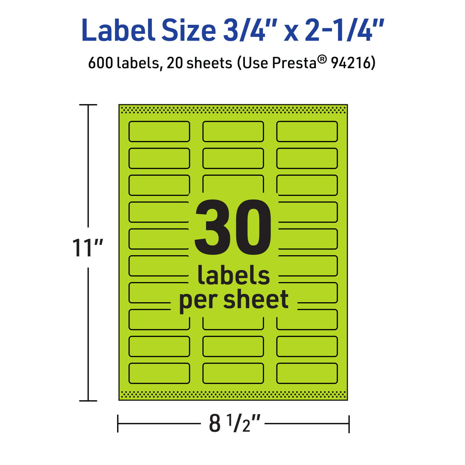 Avery Print-To-The-Edge Labels With Sure Feed Technology And Easy Peel, 94216-BGP20, Rectangle, 3/4in x 2-1/4in, Matte Bright Green, Pack of 600 - Image 6