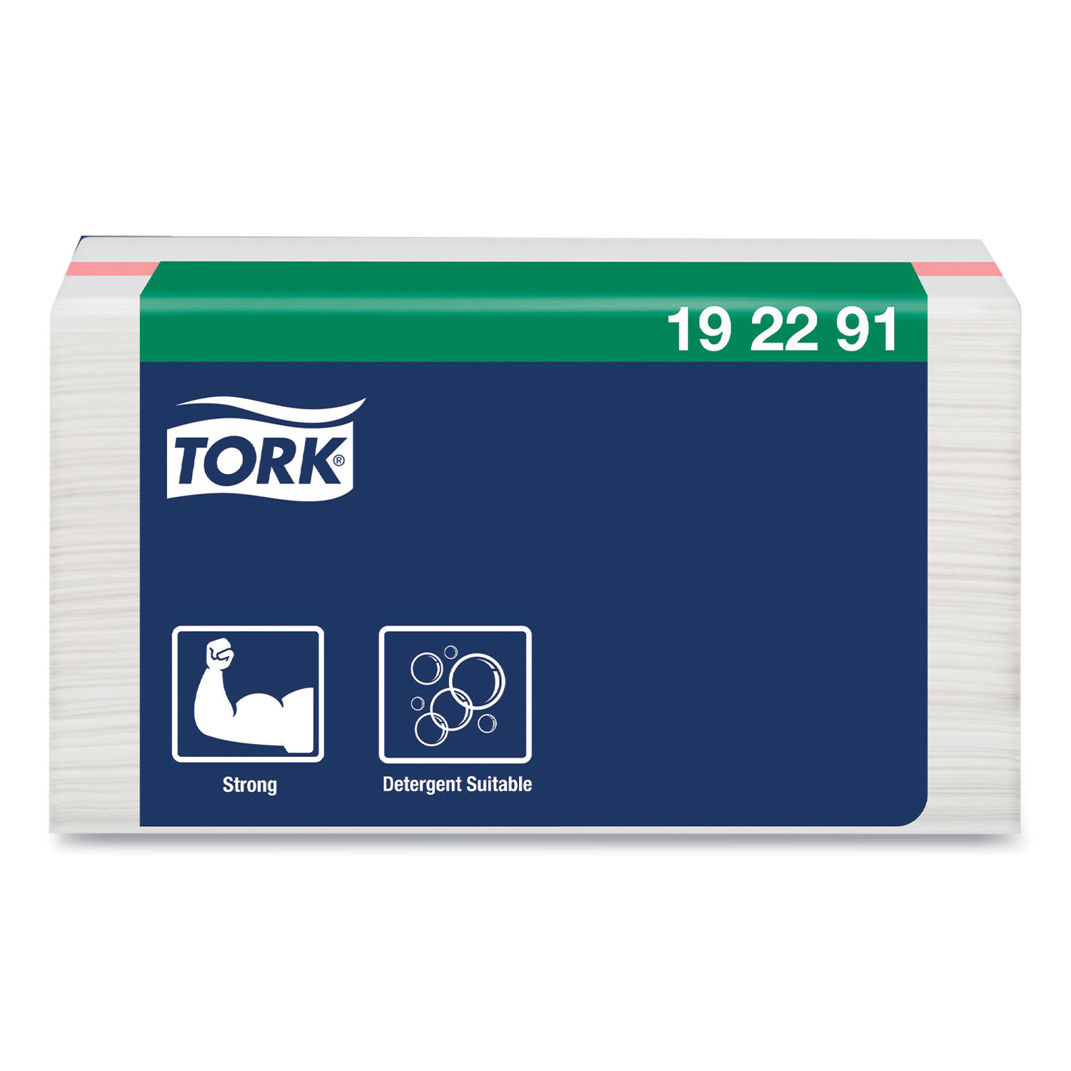 Tork Small Pack Foodservice Cloth, 1-Ply, 11.75 x 14.75, Unscented, White with Red Stripe, 50/Poly Pack, 4 Packs/Carton