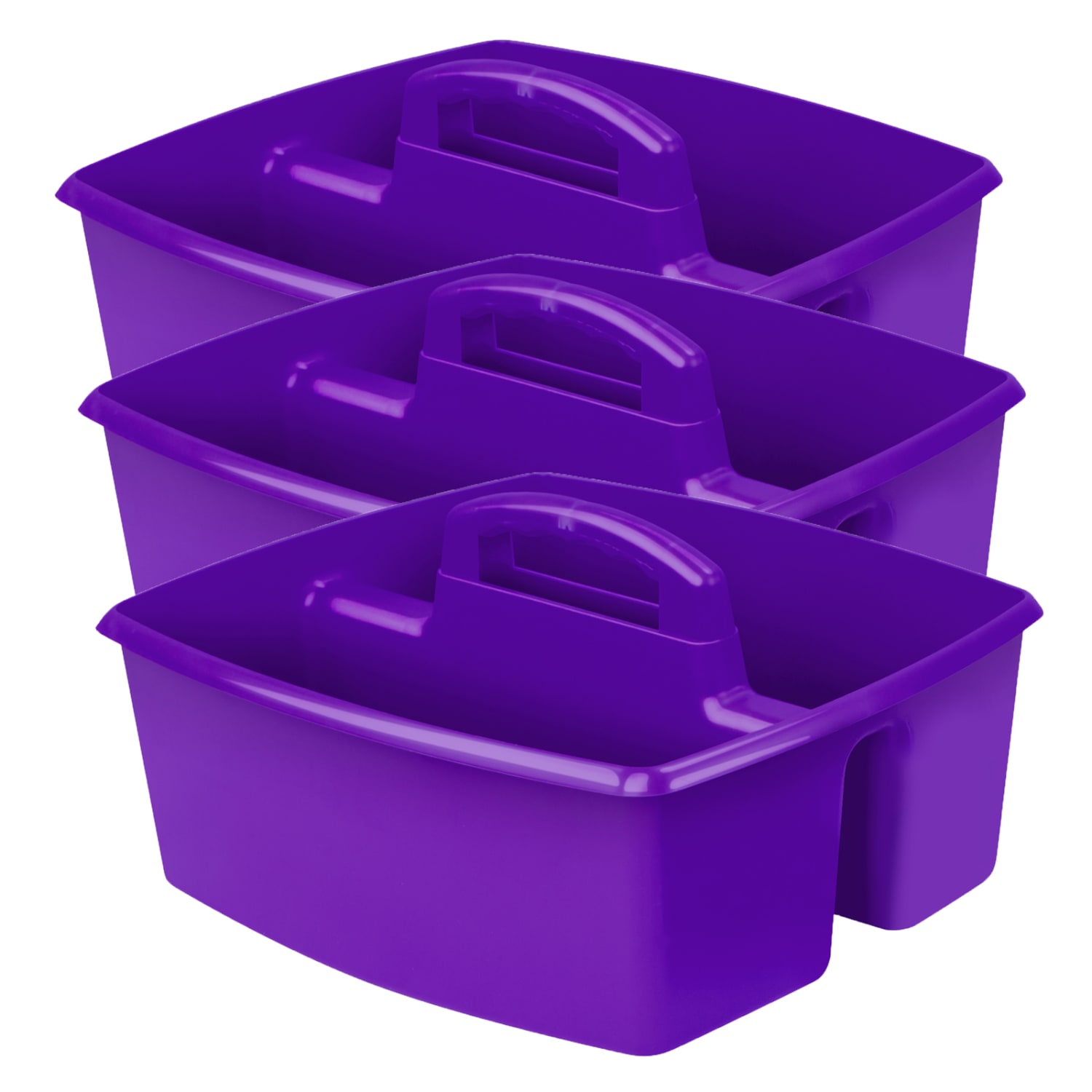 Storex Large Caddies, 6-3/8inH x 11inW x 13inD, Purple, Pack Of 3 Caddies