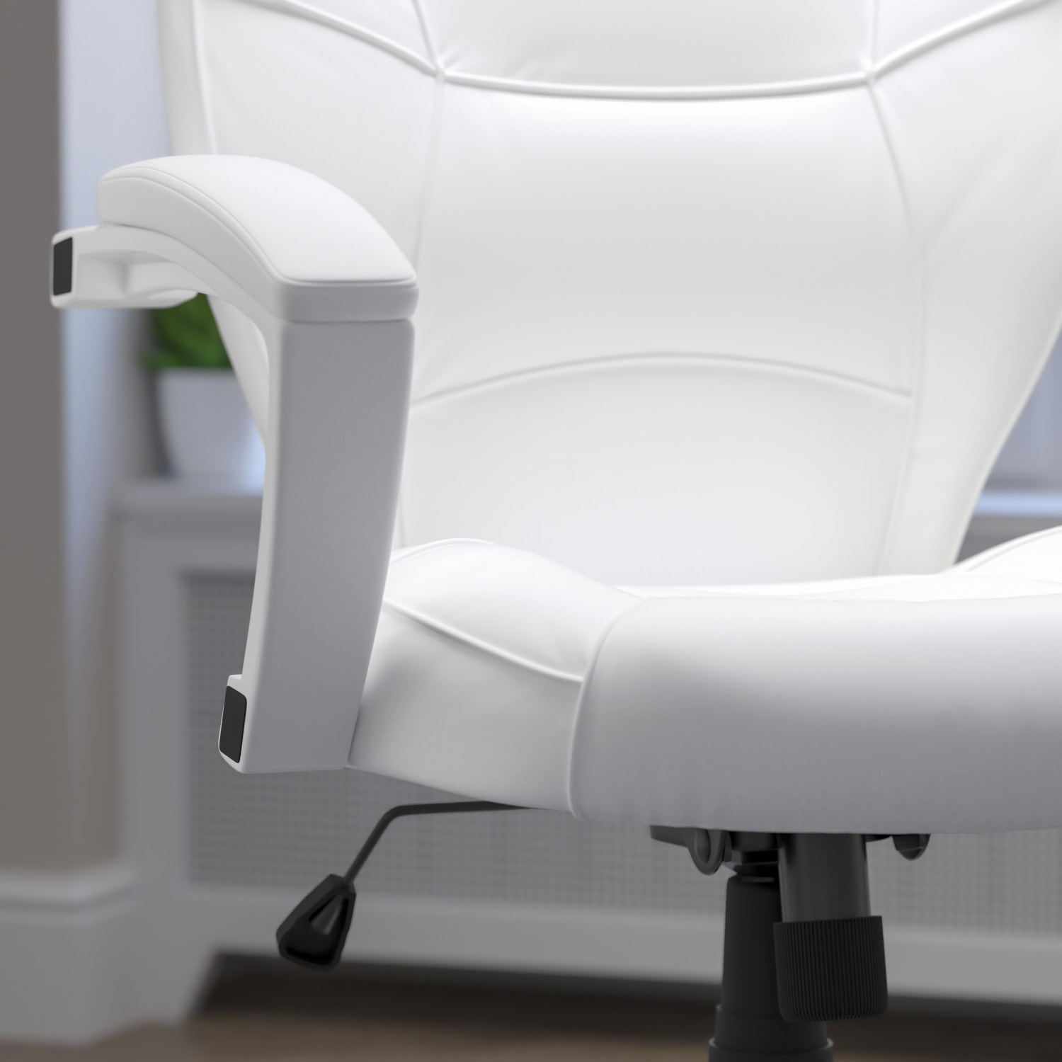 Flash Furniture LeatherSoft Faux Leather Mid-Back Swivel Chair, White - Image 5
