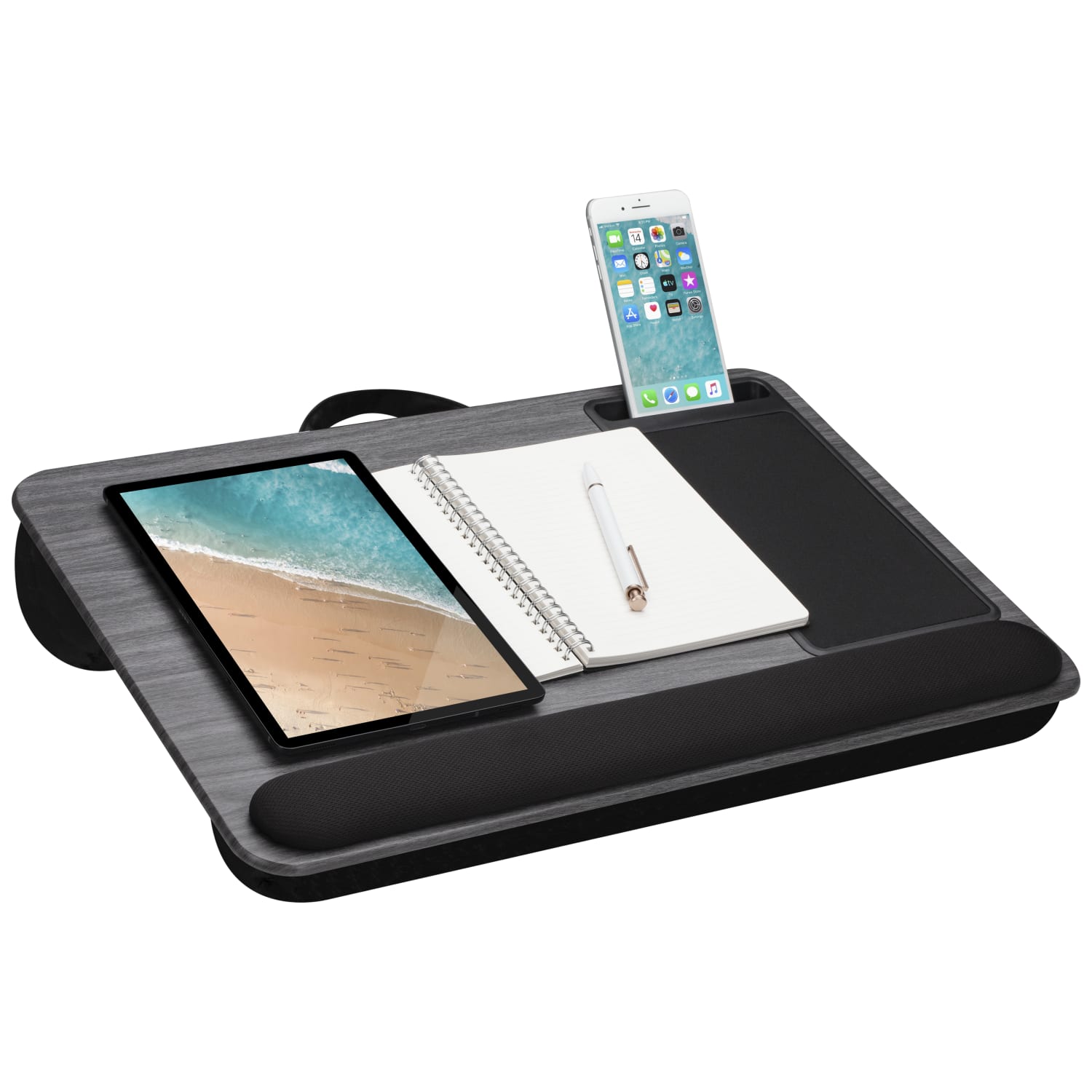 LapGear Home Office Pro Lap Desk, 21.1in x 14in x 2.6in, Gray Woodgrain - Image 3