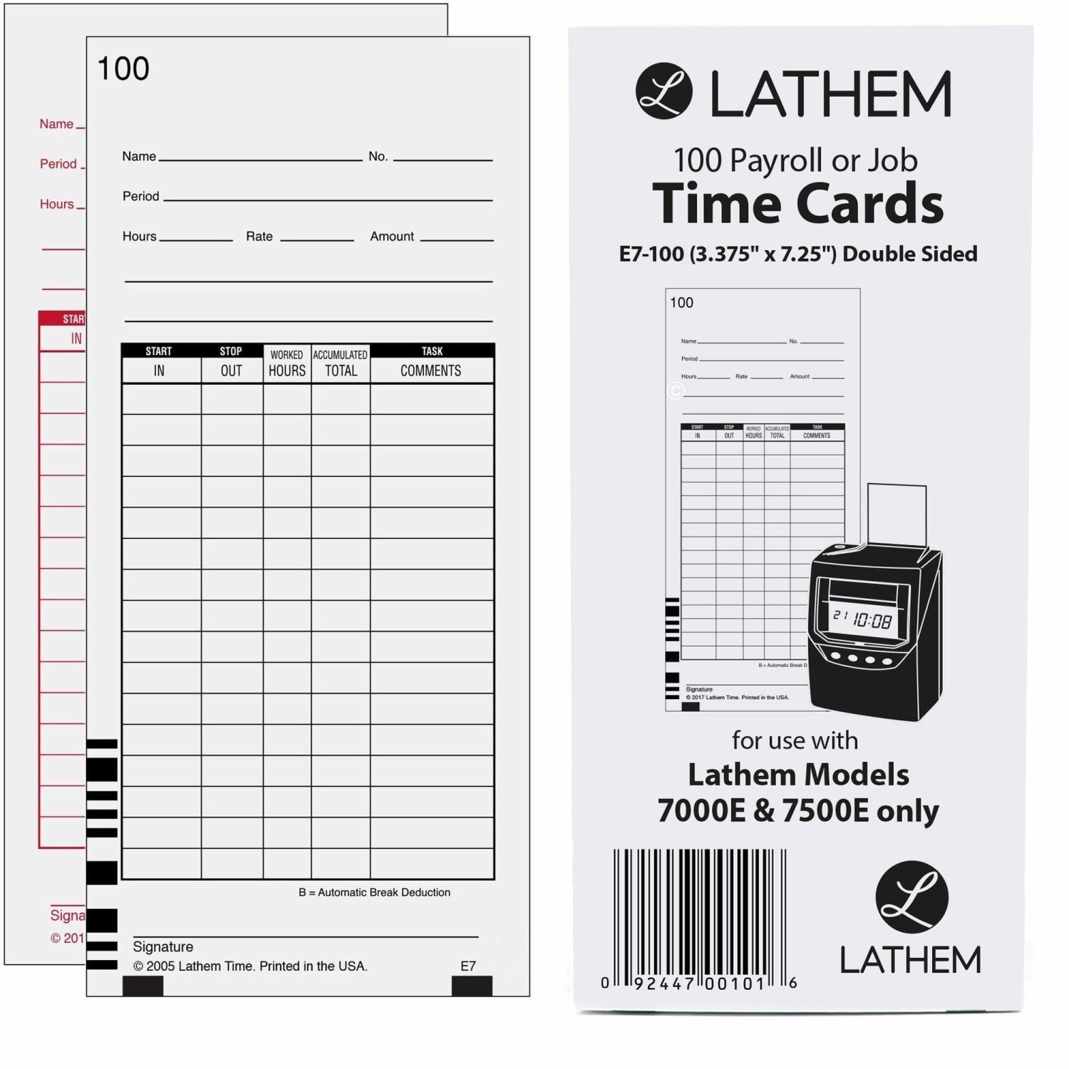 Lathem Time Cards, Numbered 1-100, 2-Sided, 3 3/8in x 7 1/4in, Pack Of 100 - Image 3