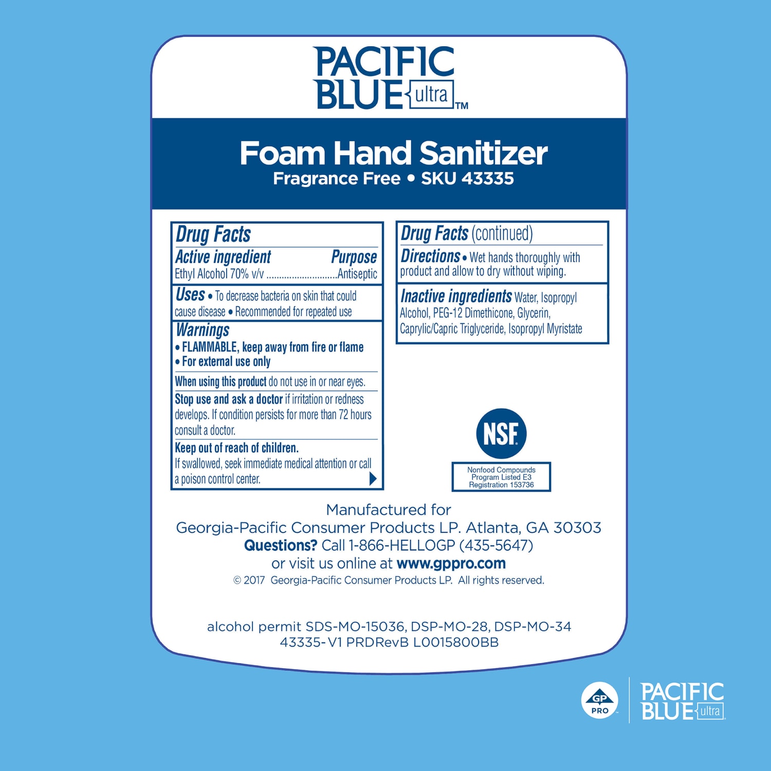 Pacific Blue Ultra by GP PRO Unscented Foam Hand Sanitizer Refill, 1,000 mL, Case Of 4 - Image 5