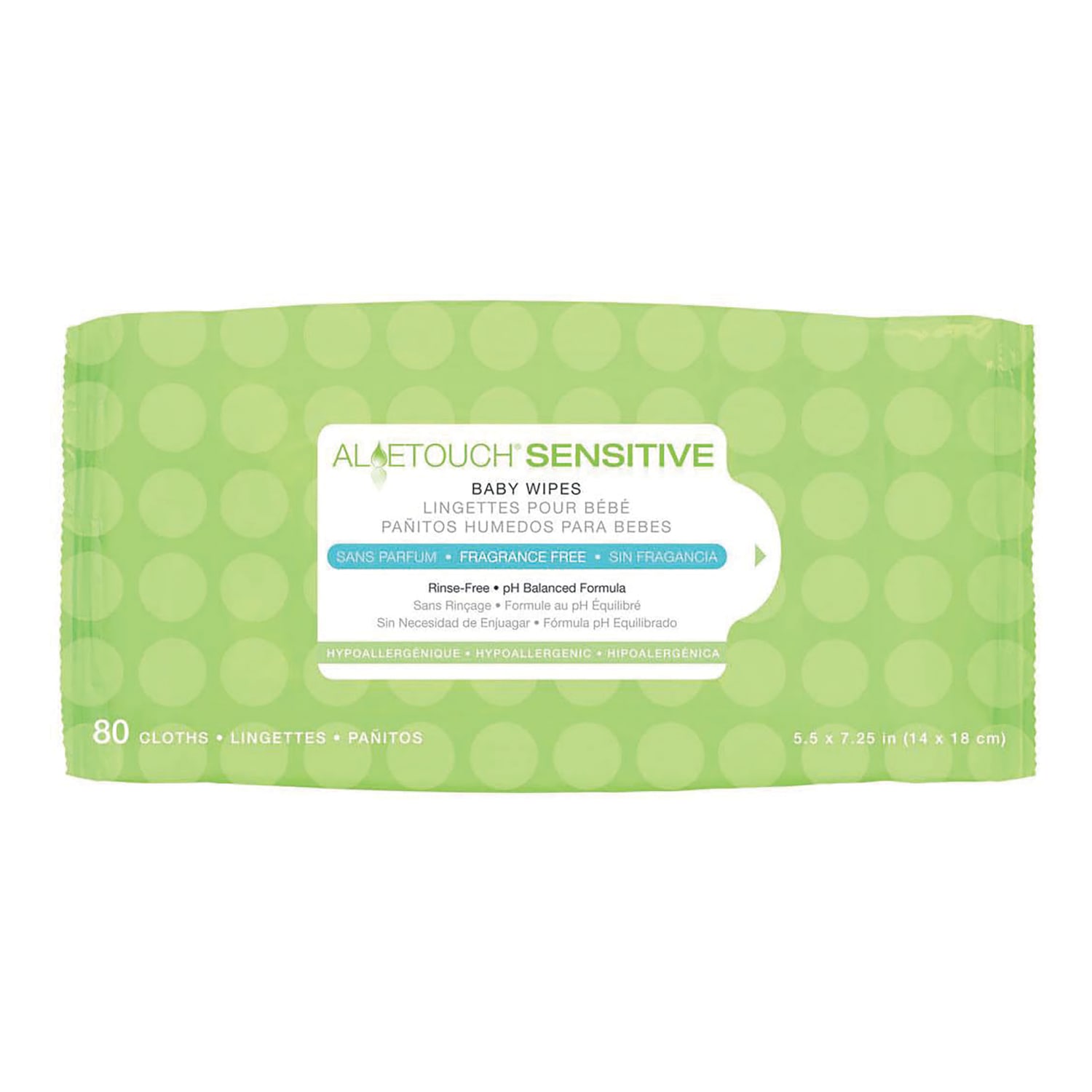 Aloetouch Sensitive Personal Cleansing Baby Wipes, Unscented, 5 1/2in x 7 1/4in, White, 80 Wipes Per Pack, Case Of 24 Packs - Image 3
