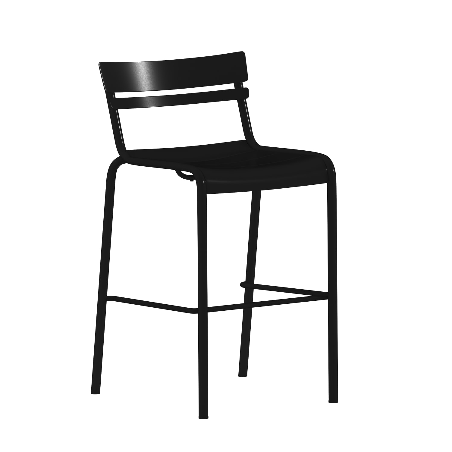 Flash Furniture Nash Commercial Grade Metal IndoorOutdoor Bar Height Stool With Back And 2 Slats Black PopularChairscom