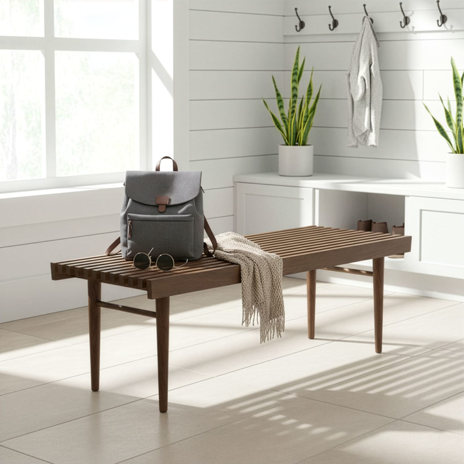 Glamour Home Baird Wooden Bench, 16inH x 47-1/4inW x 18inD, Walnut - Image 4
