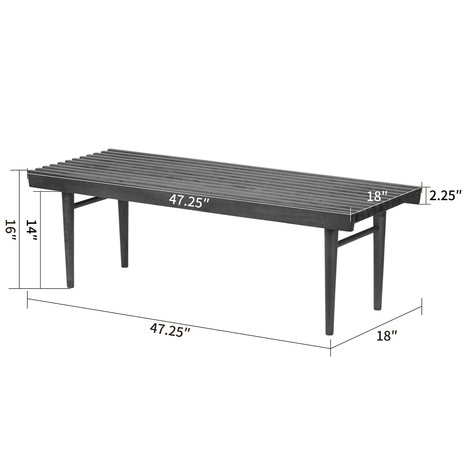 Glamour Home Baird Wooden Bench, 16inH x 47-1/4inW x 18inD, Walnut - Image 12