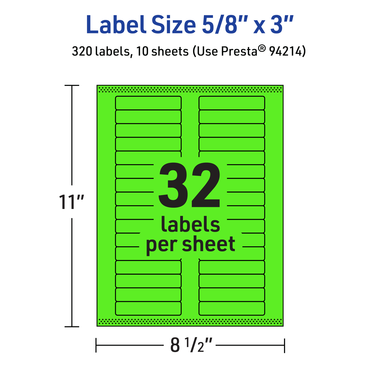 Avery Printable Labels With Sure Feed Technology, 94214-NGP10, Rectangle, 5/8in x 3in, Matte Neon Green, Pack of 320 - Image 6
