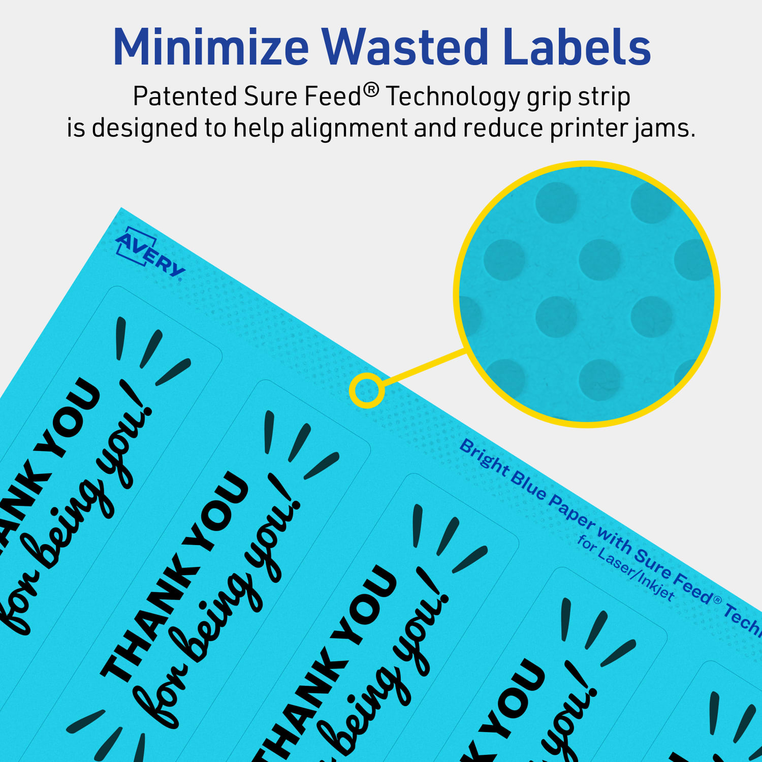Avery Print-To-The-Edge Labels With Sure Feed Technology, 94262-BBP10, Rectangle, 9-3/4in x 1-1/4in, Matte Bright Blue, Pack of 50 - Image 5