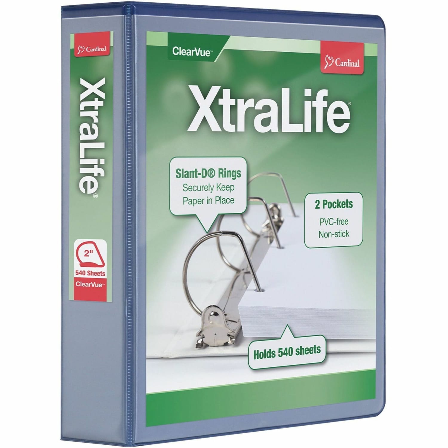 Cardinal XtraLife Locking Slant-D Ring 3-Ring Binder, 2in D-Rings, Blue - Image 6