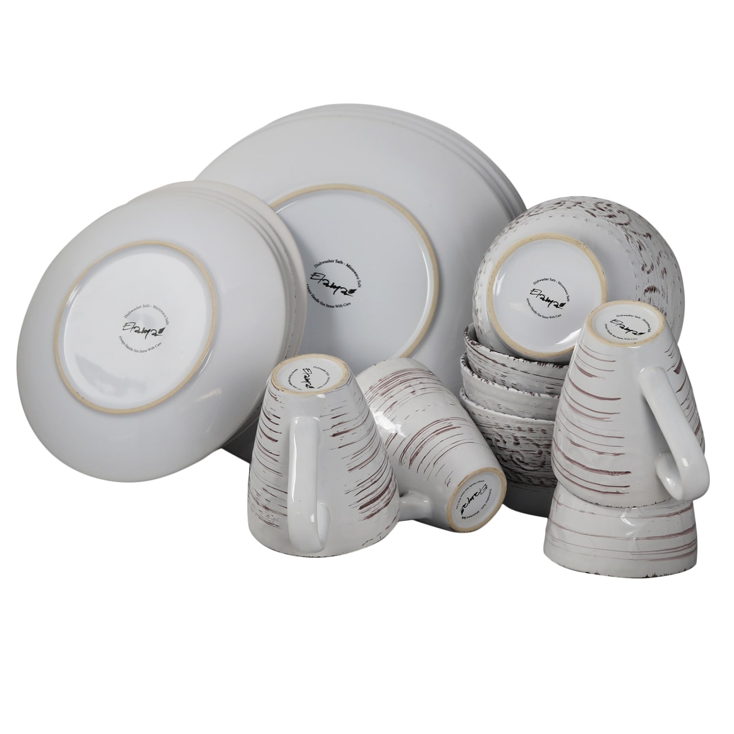 Elama 16-Piece Stoneware Dinnerware Set, Malibu Sands - Image 4