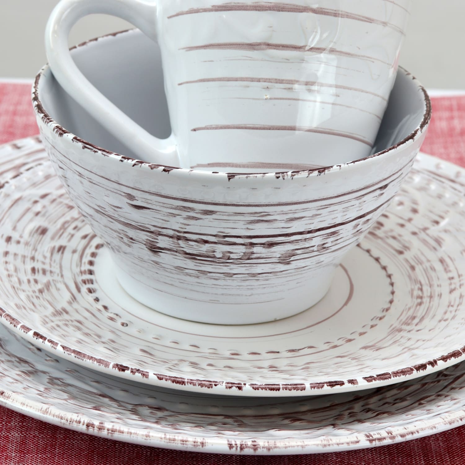 Elama 16-Piece Stoneware Dinnerware Set, Malibu Sands - Image 6