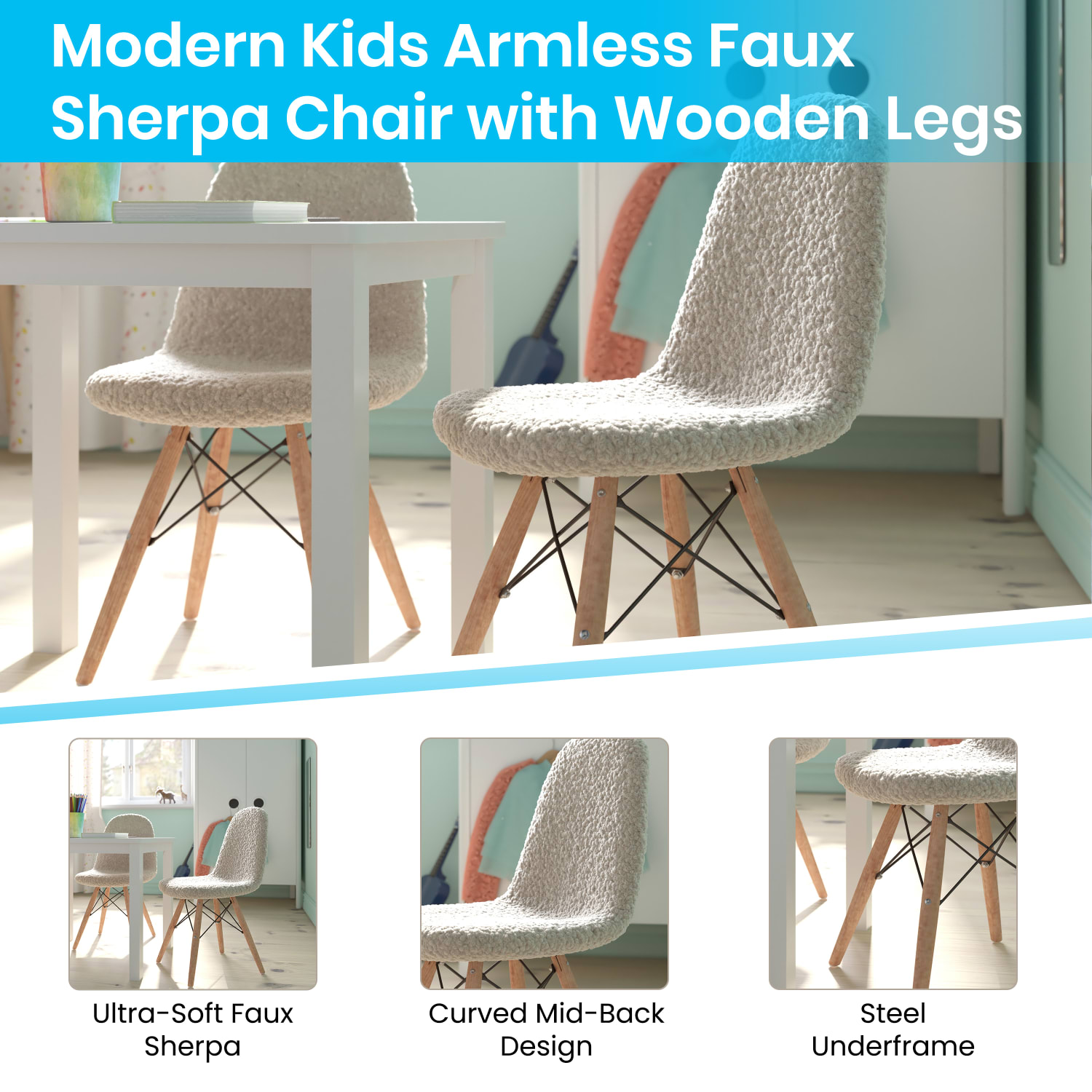 Flash Furniture Kids Zula Modern Armless Faux Shearling Accent Chair OffWhiteBeechwood PopularChairscom Flash Furniture Kids Zula Modern Armless Faux Shearling Accent Chair Off WhiteBeechwood PopularChairscom